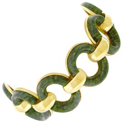 1950s Jade Set Gold Bracelet