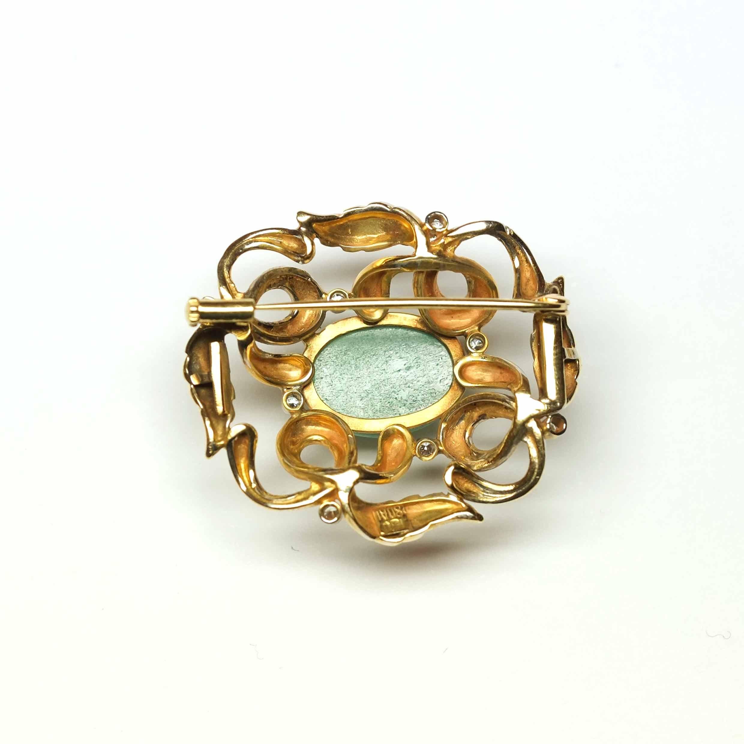 1950s Jadeite Brooch In Good Condition For Sale In Milano, MI