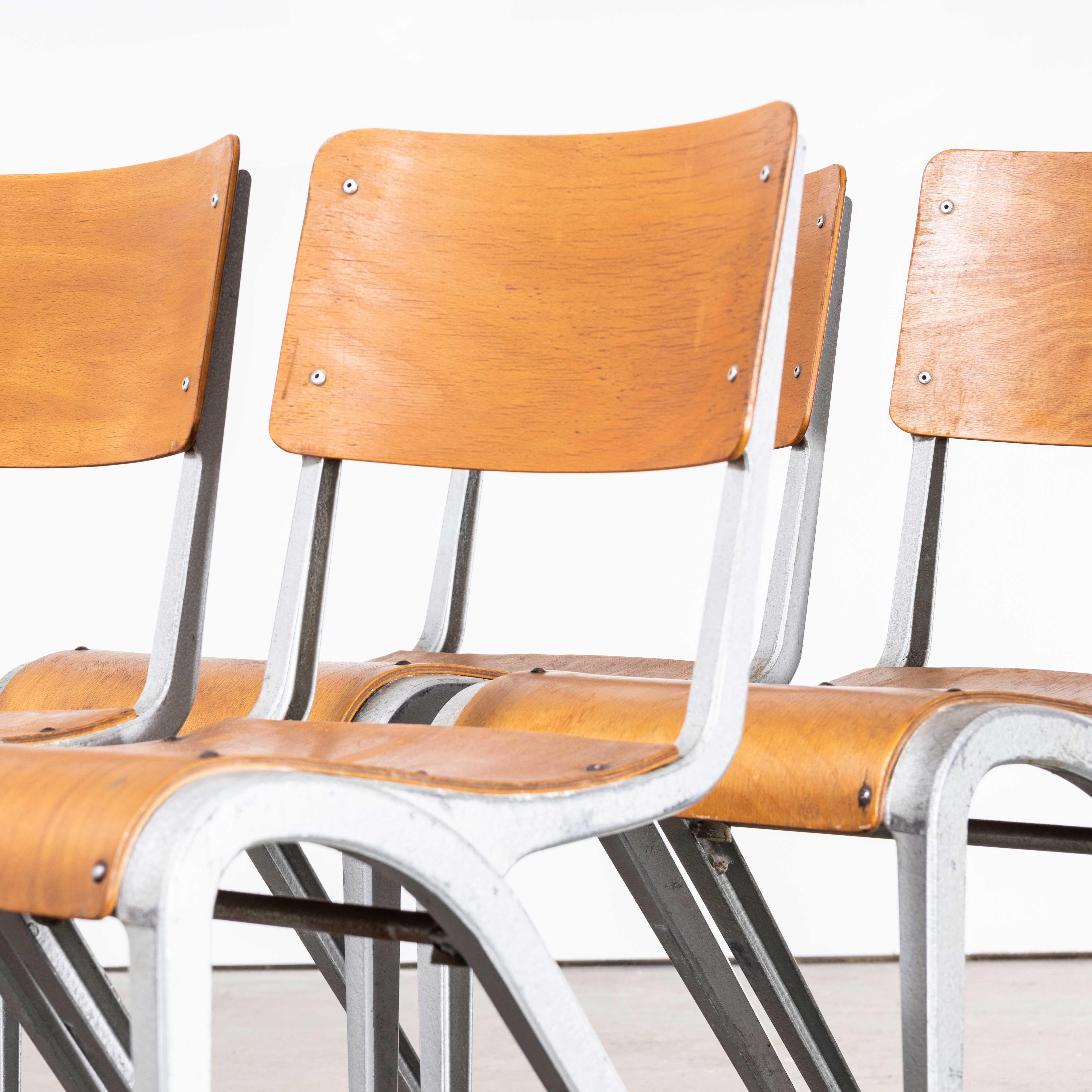 Aluminum 1950s James Leonard Esavian Esa Stacking Dining Chairs, Set of Four
