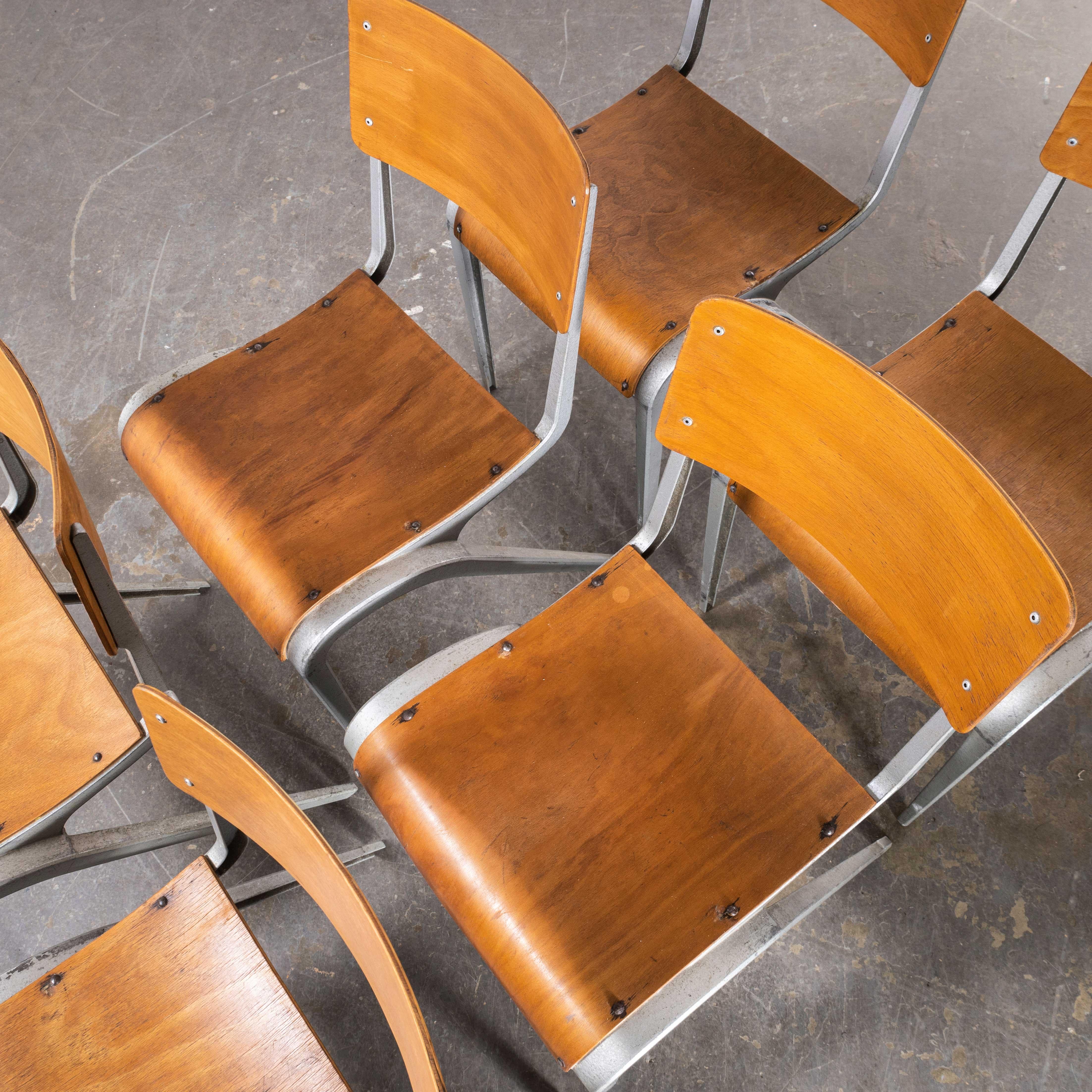 Mid-20th Century 1950s James Leonard Esavian Esa Stacking Dining Chairs, Set of Six