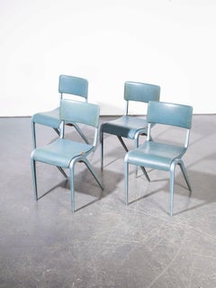 1950s James Leonard Esavian ESA Upholstered Stacking Chairs, Set of Five