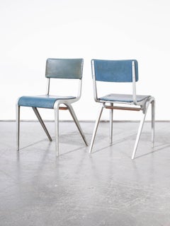 1950s James Leonard Esavian Esa Upholstered Stacking Dining Chairs