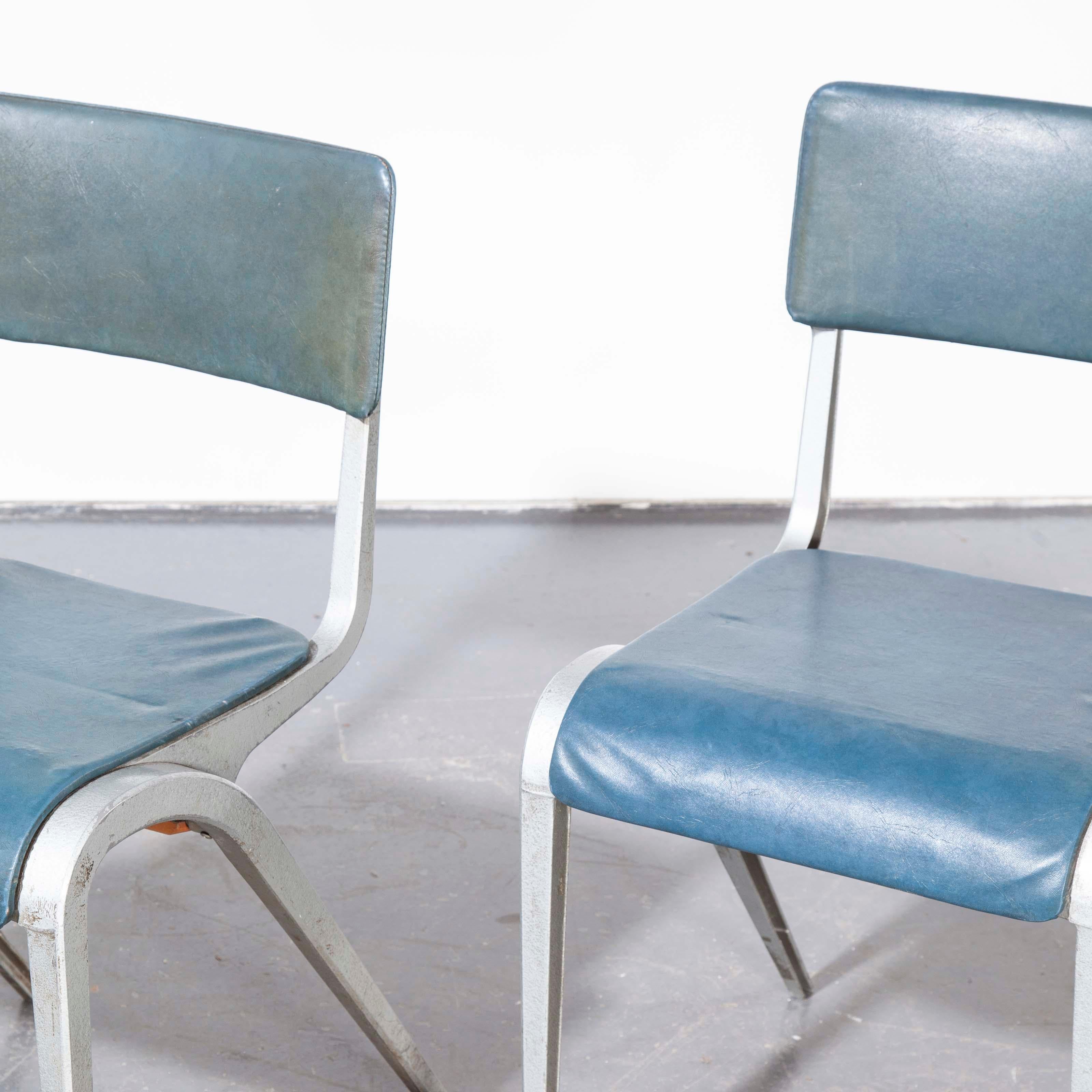Aluminum 1950s James Leonard Esavian Esa Upholstered Stacking Dining Chairs