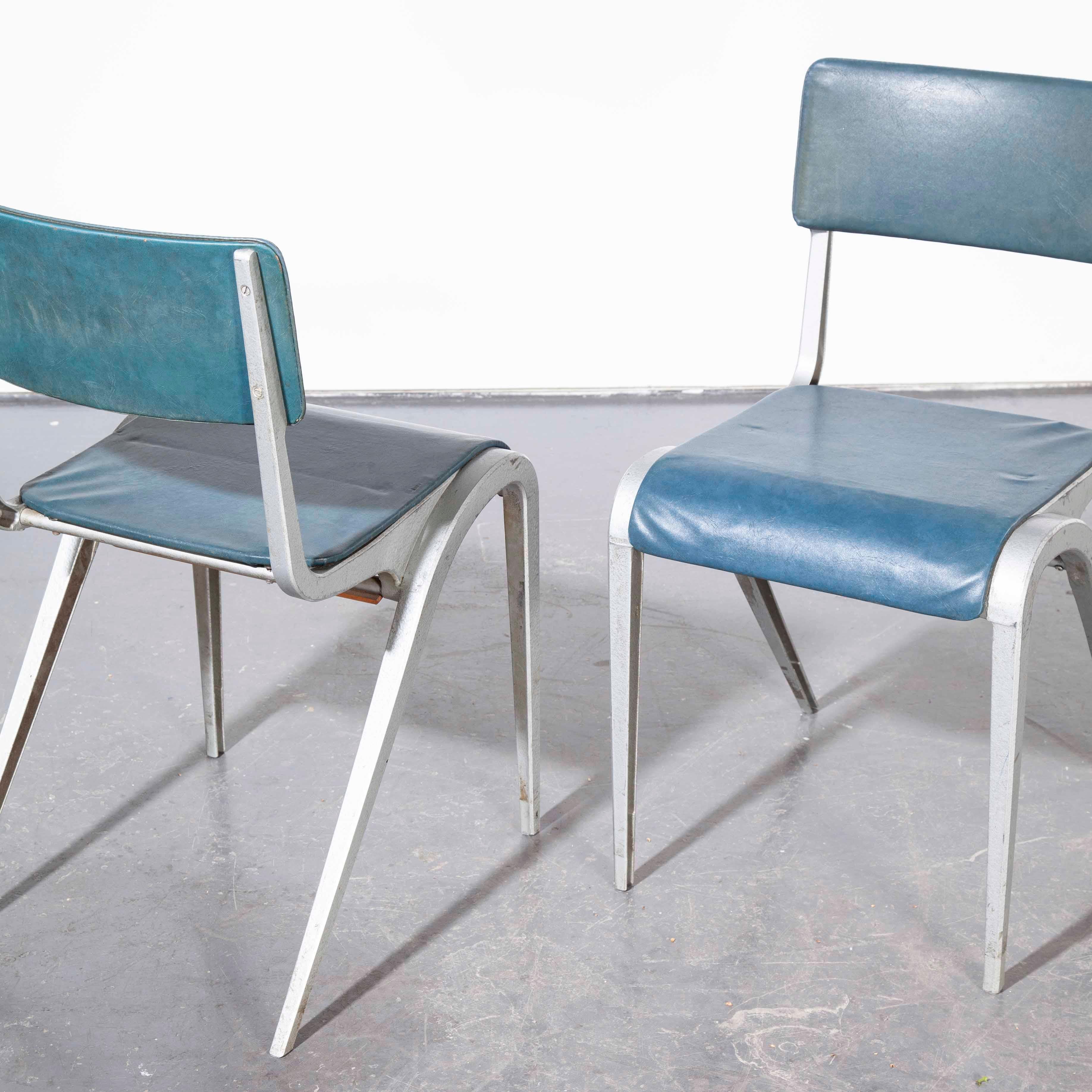 1950s James Leonard Esavian Esa Upholstered Stacking Dining Chairs 1