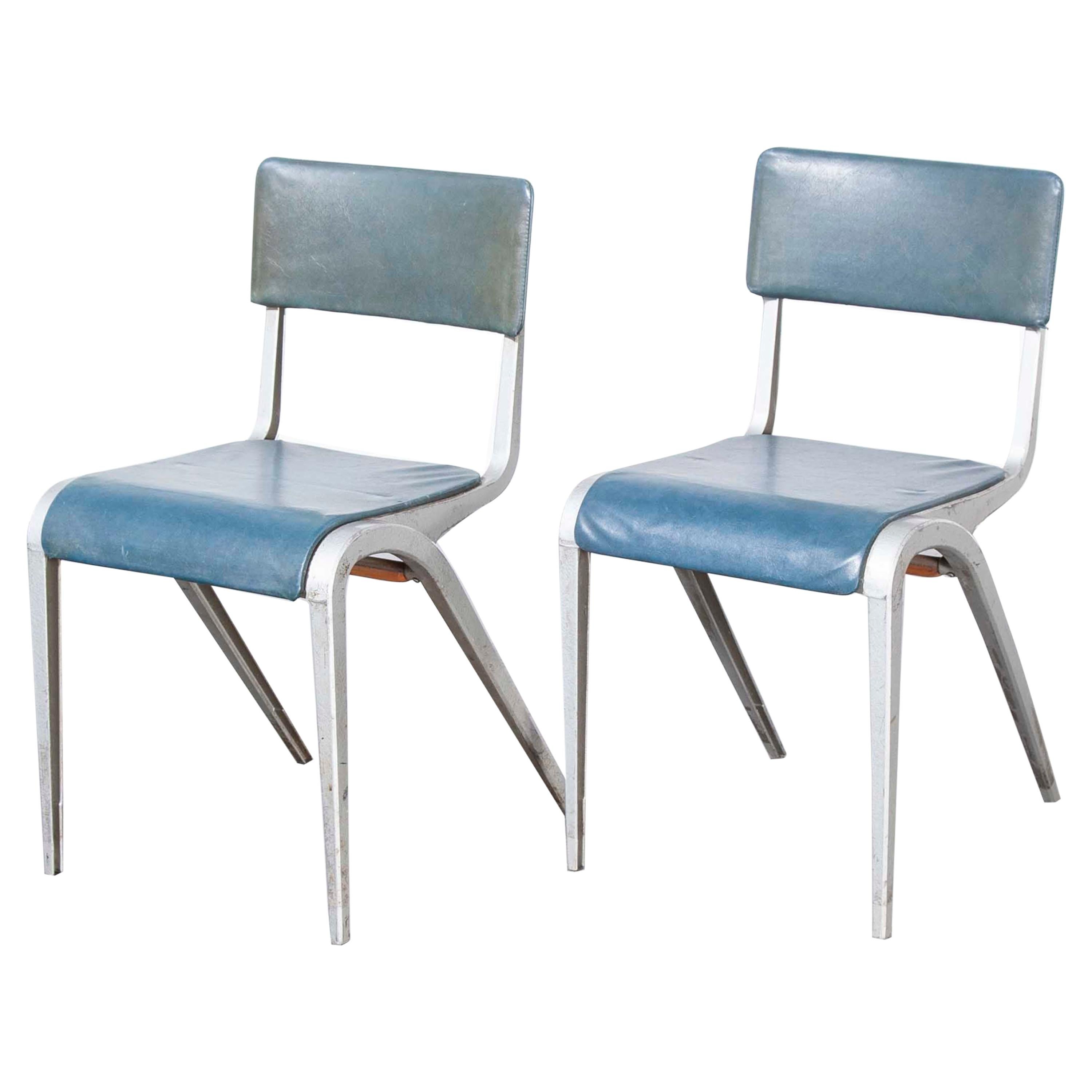 1950s James Leonard Esavian Esa Upholstered Stacking Dining Chairs