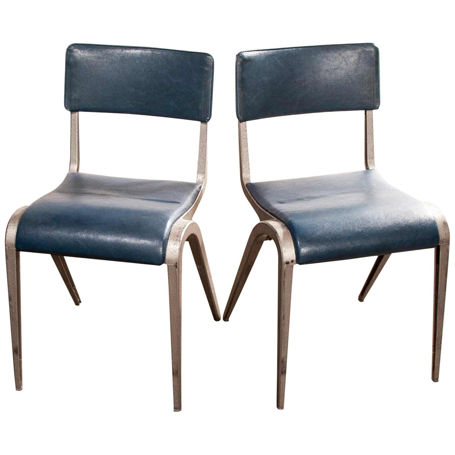 1950s James Leonard Esavian ESA Upholstered Stacking Dining Chairs, Side Chair