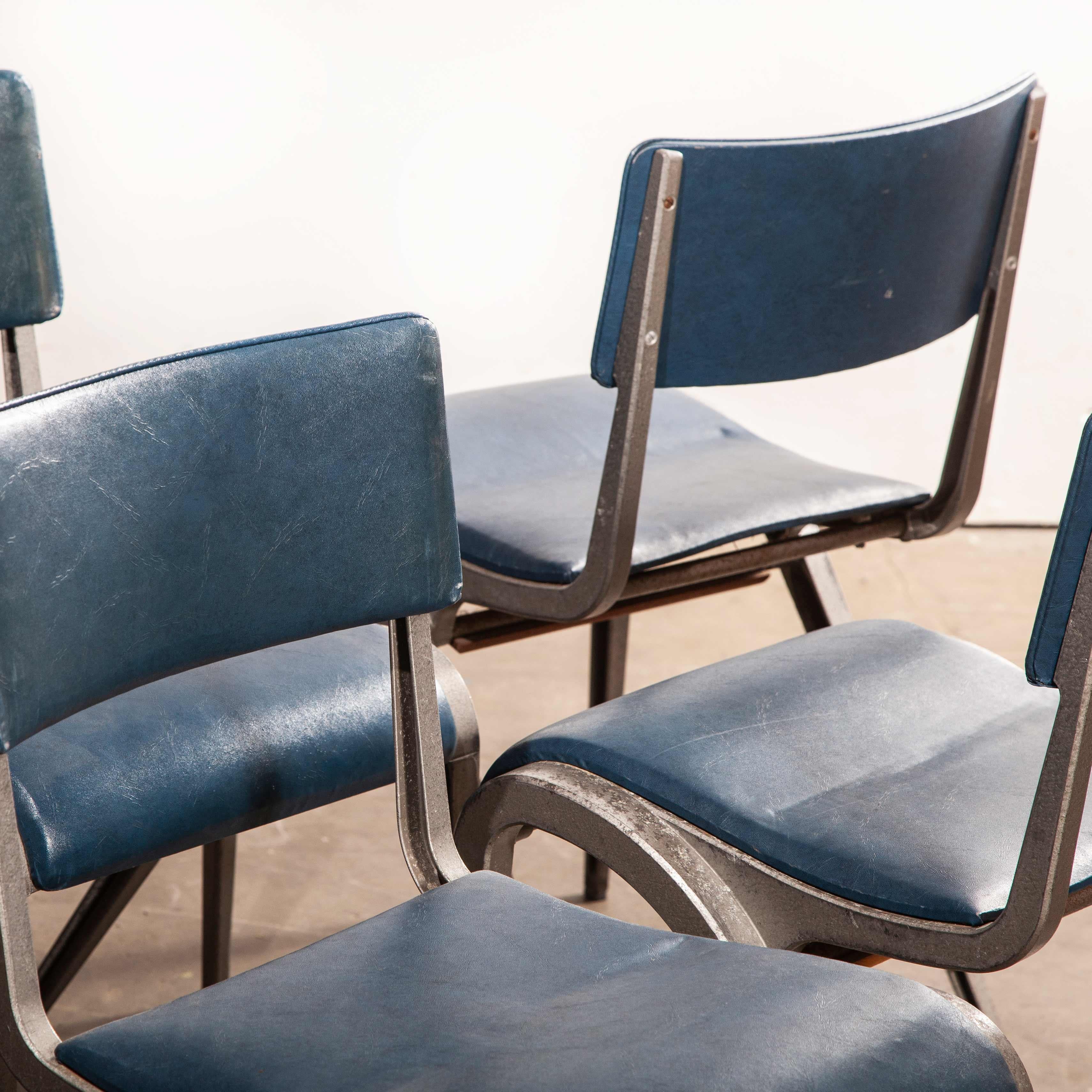 1950s James Leonard Esavian Upholstered Stacking Dining Chairs, Set of Four In Good Condition In Hook, Hampshire