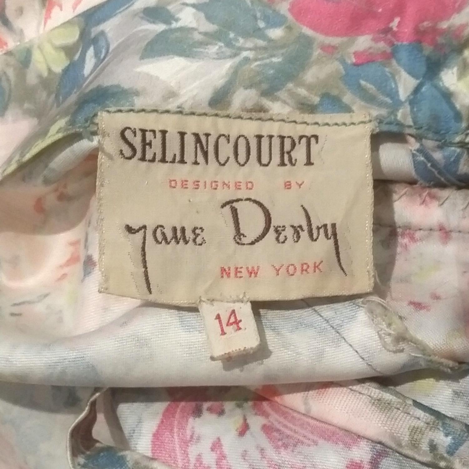 1950s Jane Derby by Oscar de la Renta Cotton Floral Dress For Sale 1