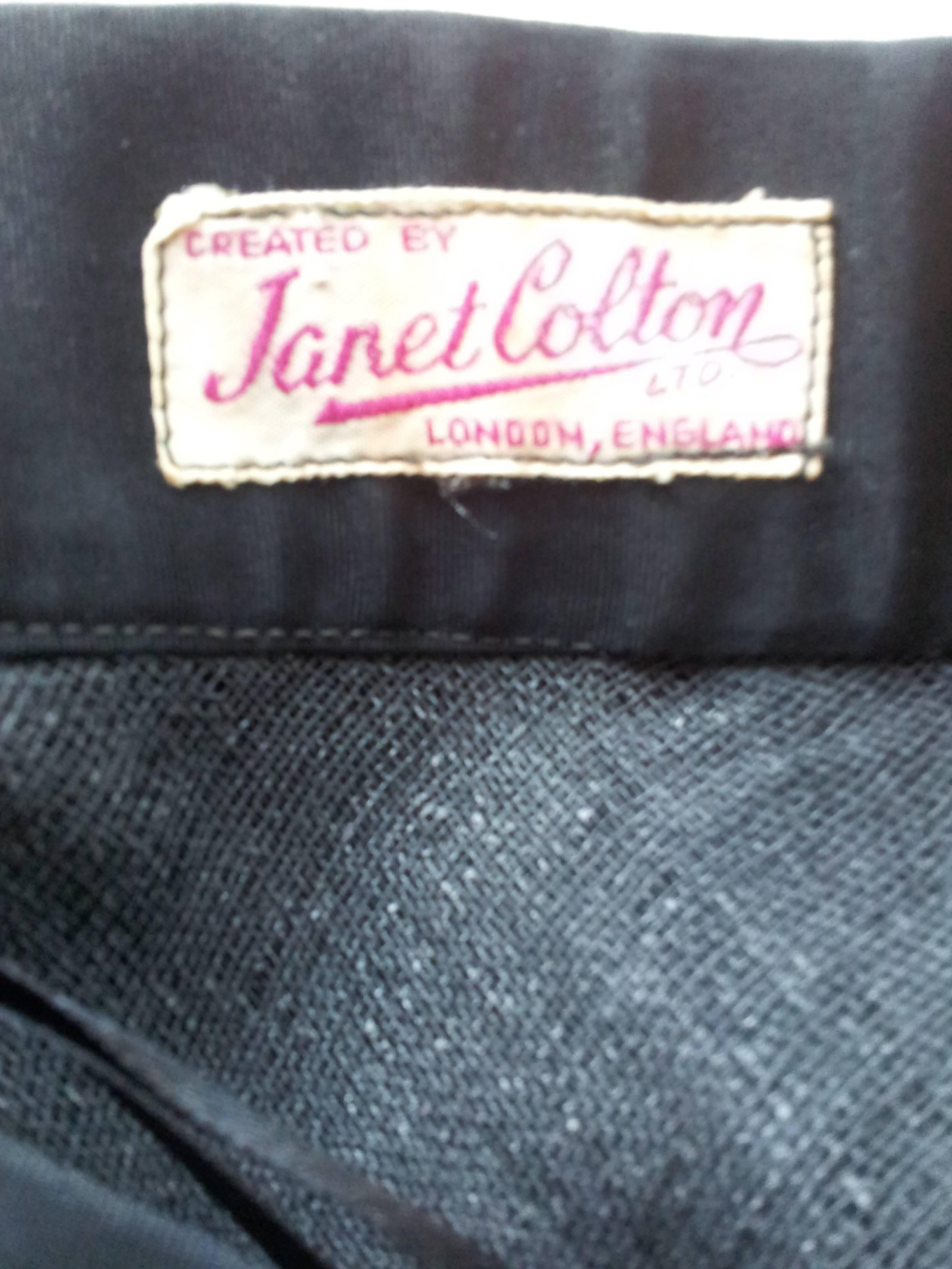 Black 1950s Janet Cotton Velvet Applique Skirt For Sale