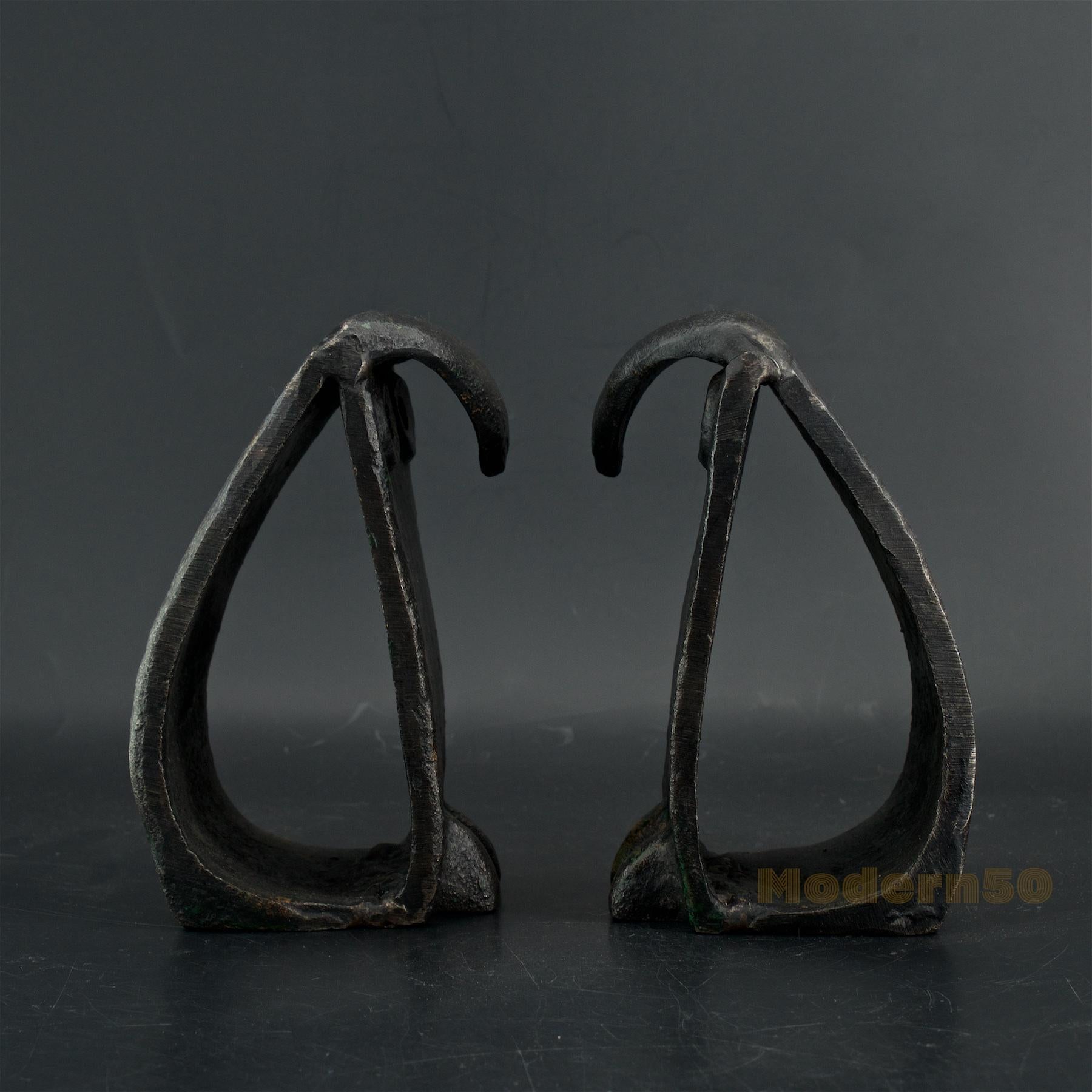 Forged 1950s Japan Iron Owl Sculptures like Isamu Noguchi Birds Midcentury Brutalist