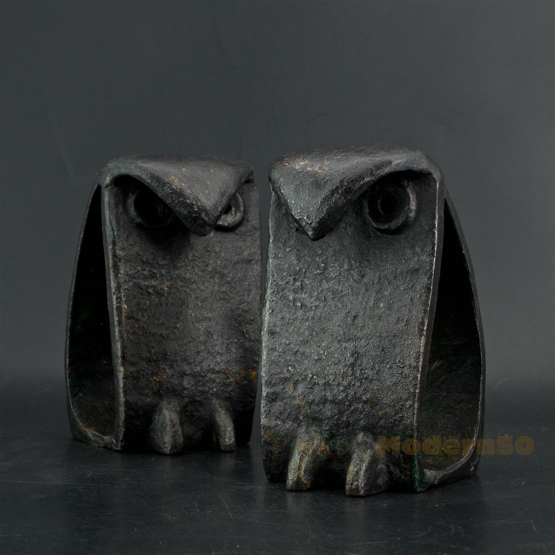 Mid-20th Century 1950s Japan Iron Owl Sculptures like Isamu Noguchi Birds Midcentury Brutalist