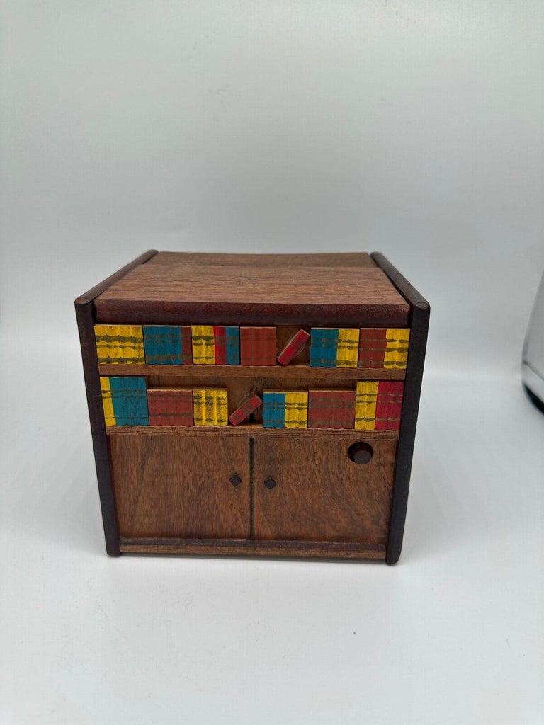 music box cigarette dispenser with dog 1950s Japanese Carved Wood Music Box Cigarette Dispenser w/ Dog at 1stDibs