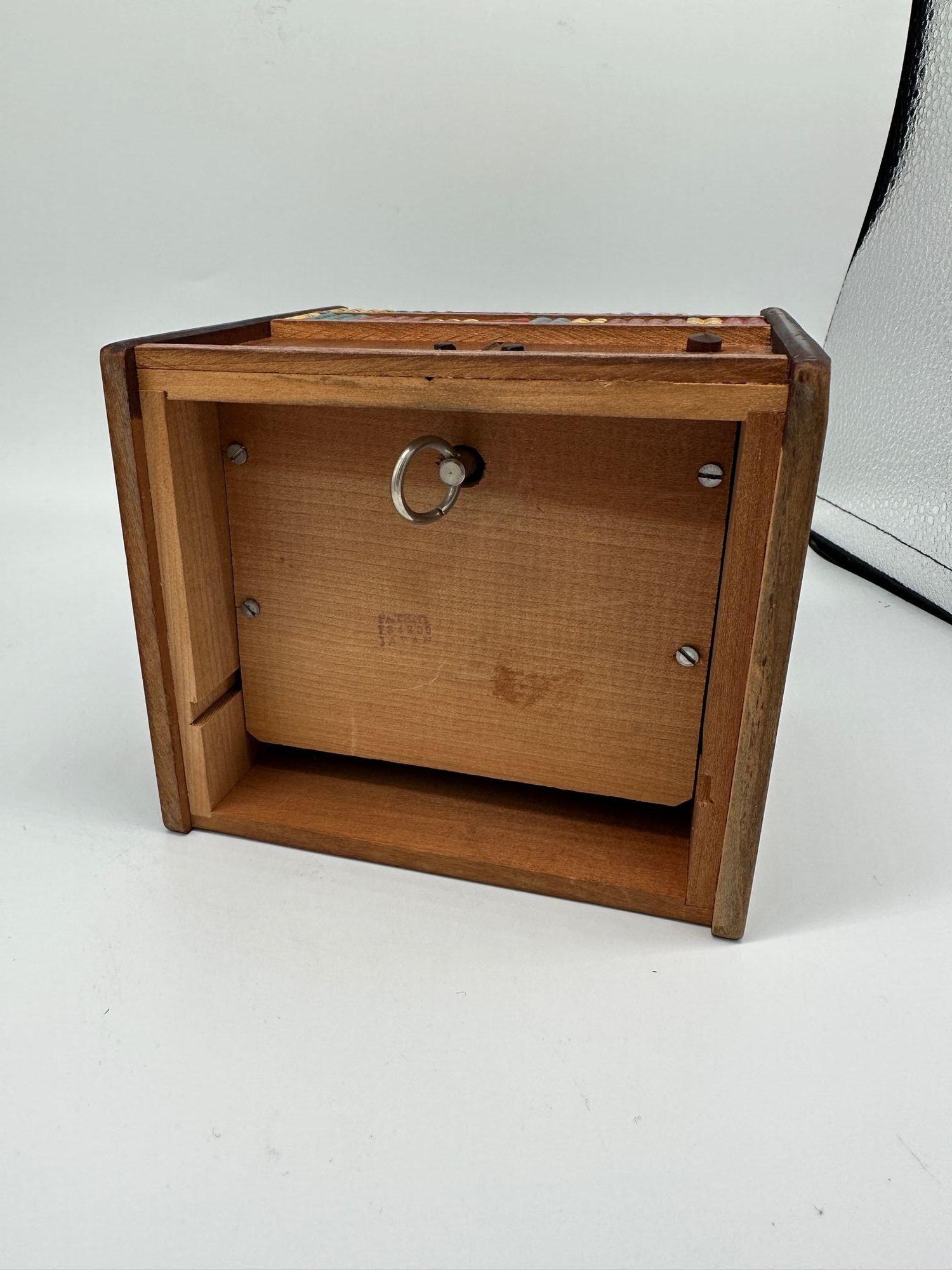 1950s Japanese Carved Wood Music Box Cigarette Dispenser w/ Dog For Sale 5