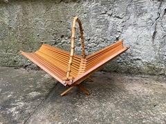 1950's Japanese Foldable Bamboo Fruit Basket or Centerpiece