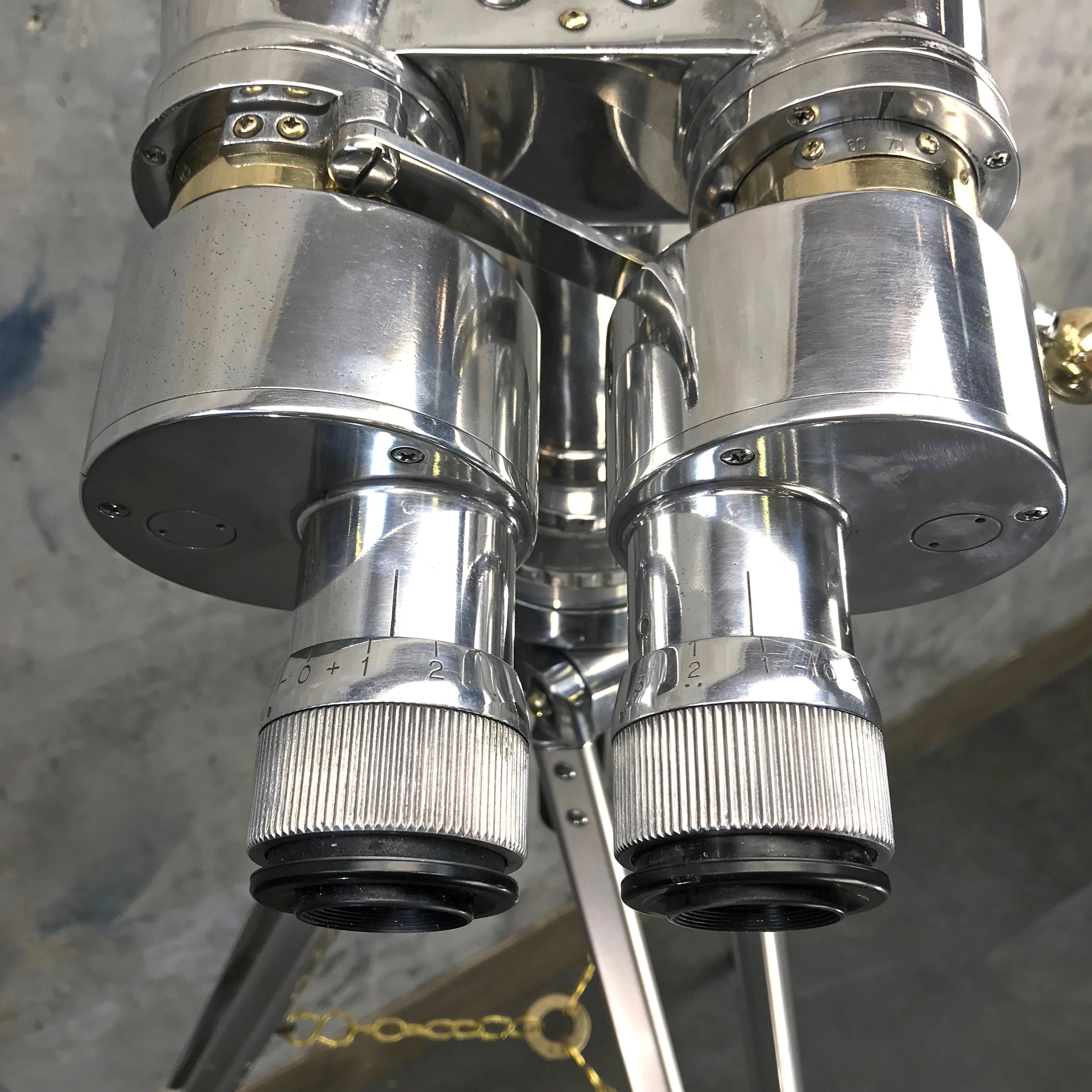 1950s Japanese Fuji Meibo 15 x 80 Naval Marine Binoculars & Swiss Bolux Tripod 4