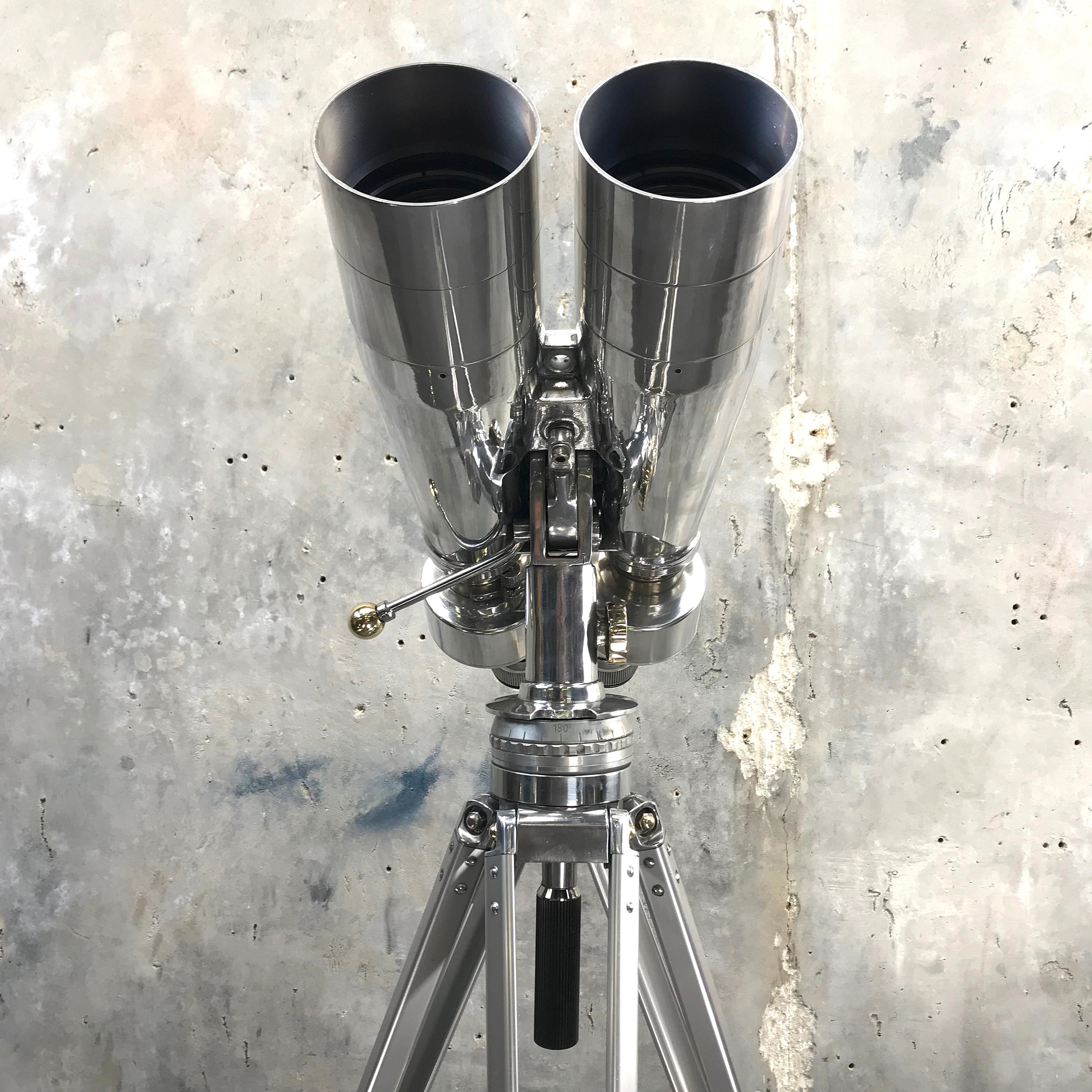 1950s Japanese Fuji Meibo 15 x 80 Naval Marine Binoculars & Swiss Bolux Tripod 7