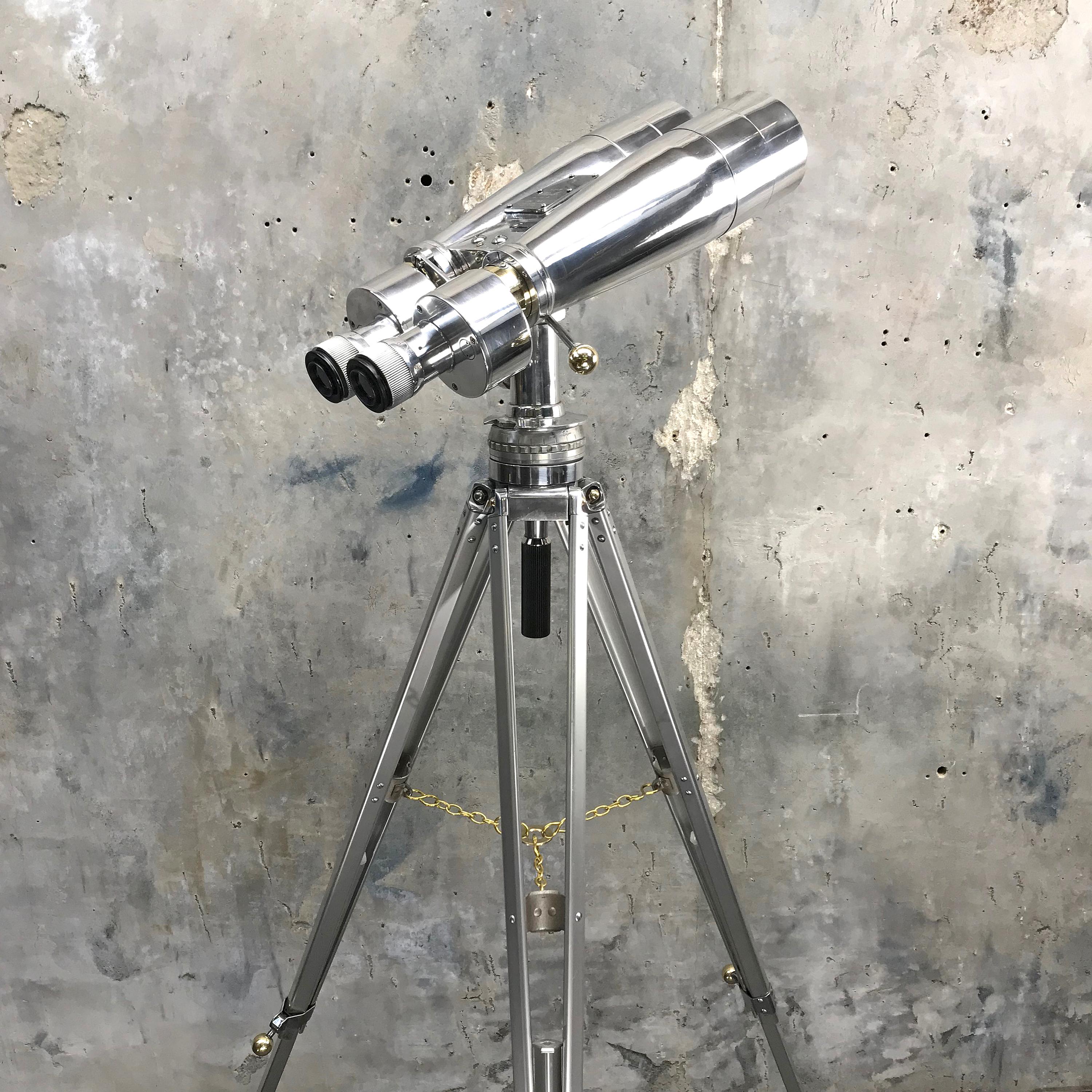 1950s Japanese Fuji Meibo 15 x 80 Naval Marine Binoculars & Swiss Bolux Tripod 9