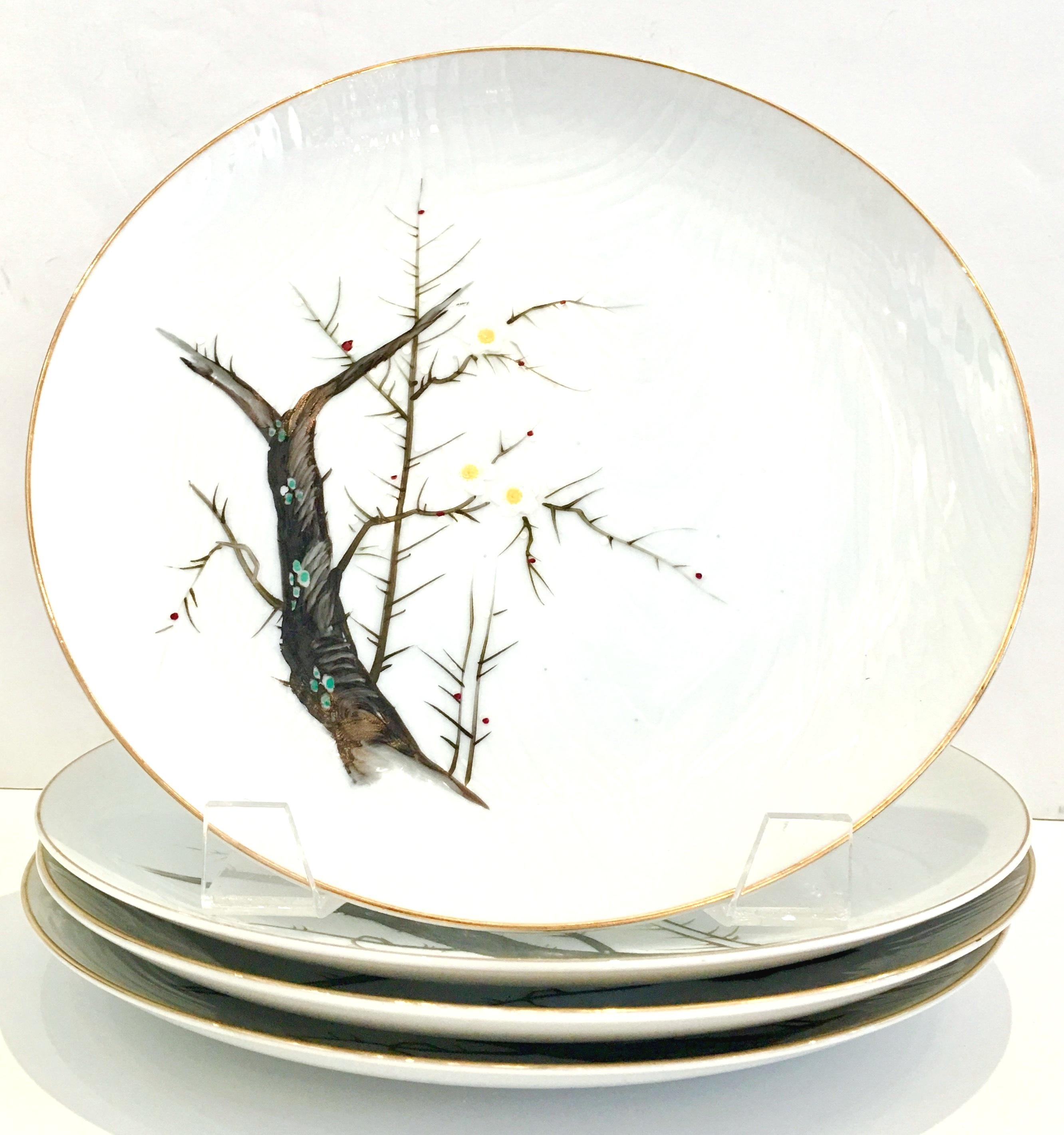 1950s Mid-Century Modern Japanese hand painted porcelain, 22-karat gold 