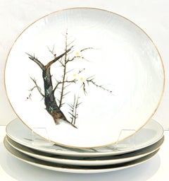 1950s Japanese Hand Painted Porcelain Dinnerware, Set of 17