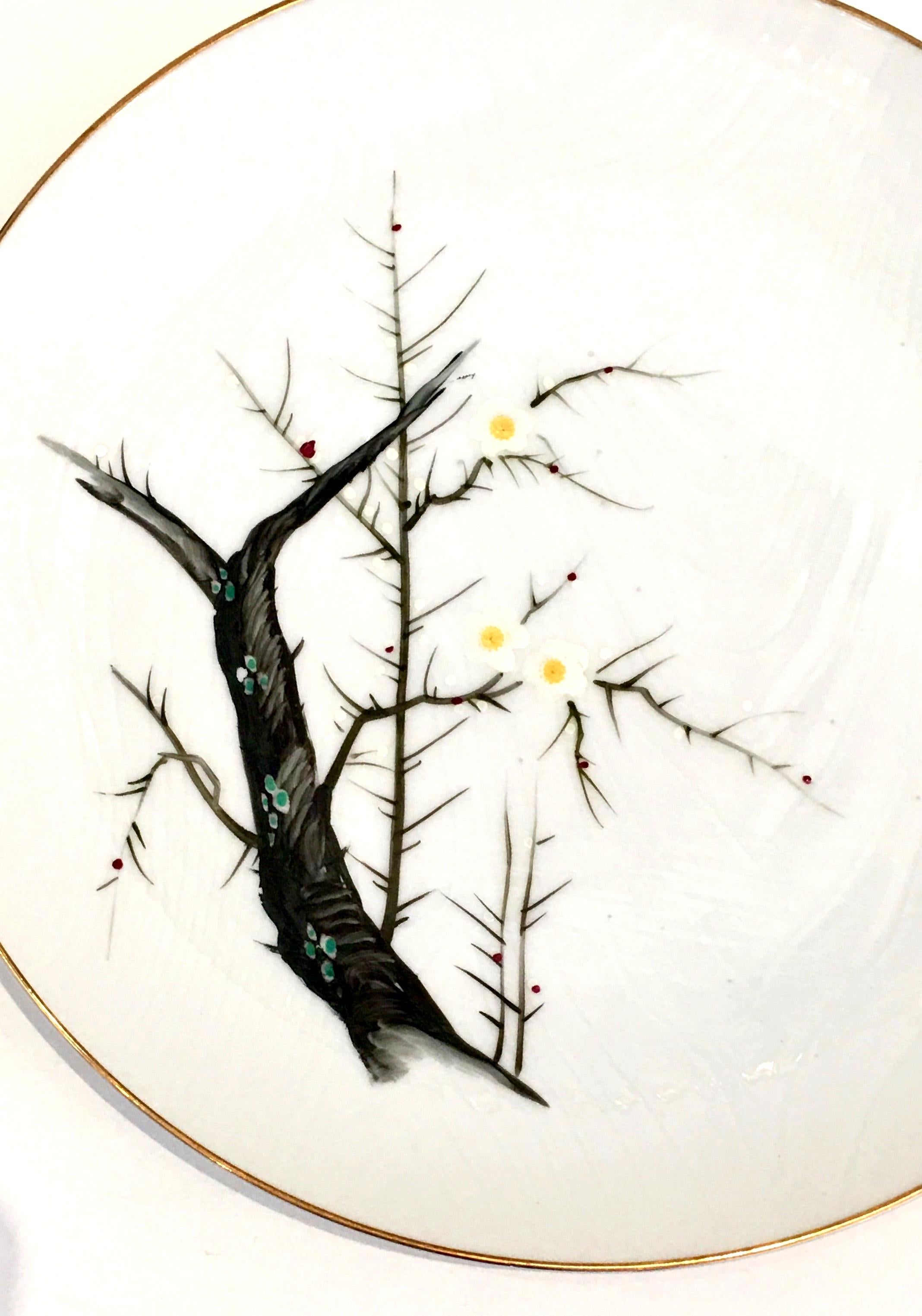 20th Century 1950'S Japanese Hand-Painted Porcelain Dinnerware Set/17 For Sale