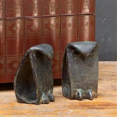 1950s Japanese Owl Sculptures Brutalist Metalsmith Birds Black Iron like Noguchi