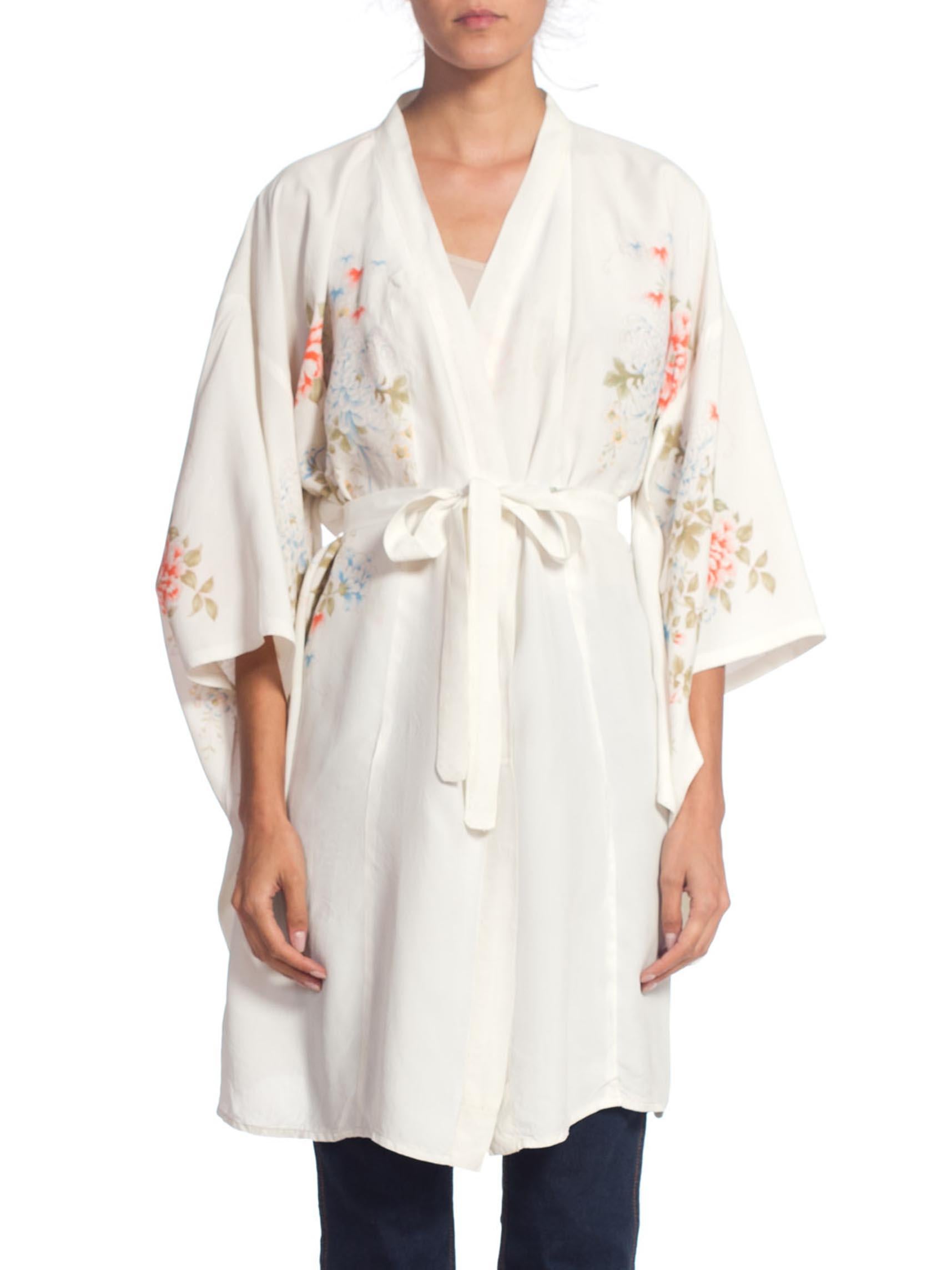 1950S Japaense Rayon Floral Pastel Kimono