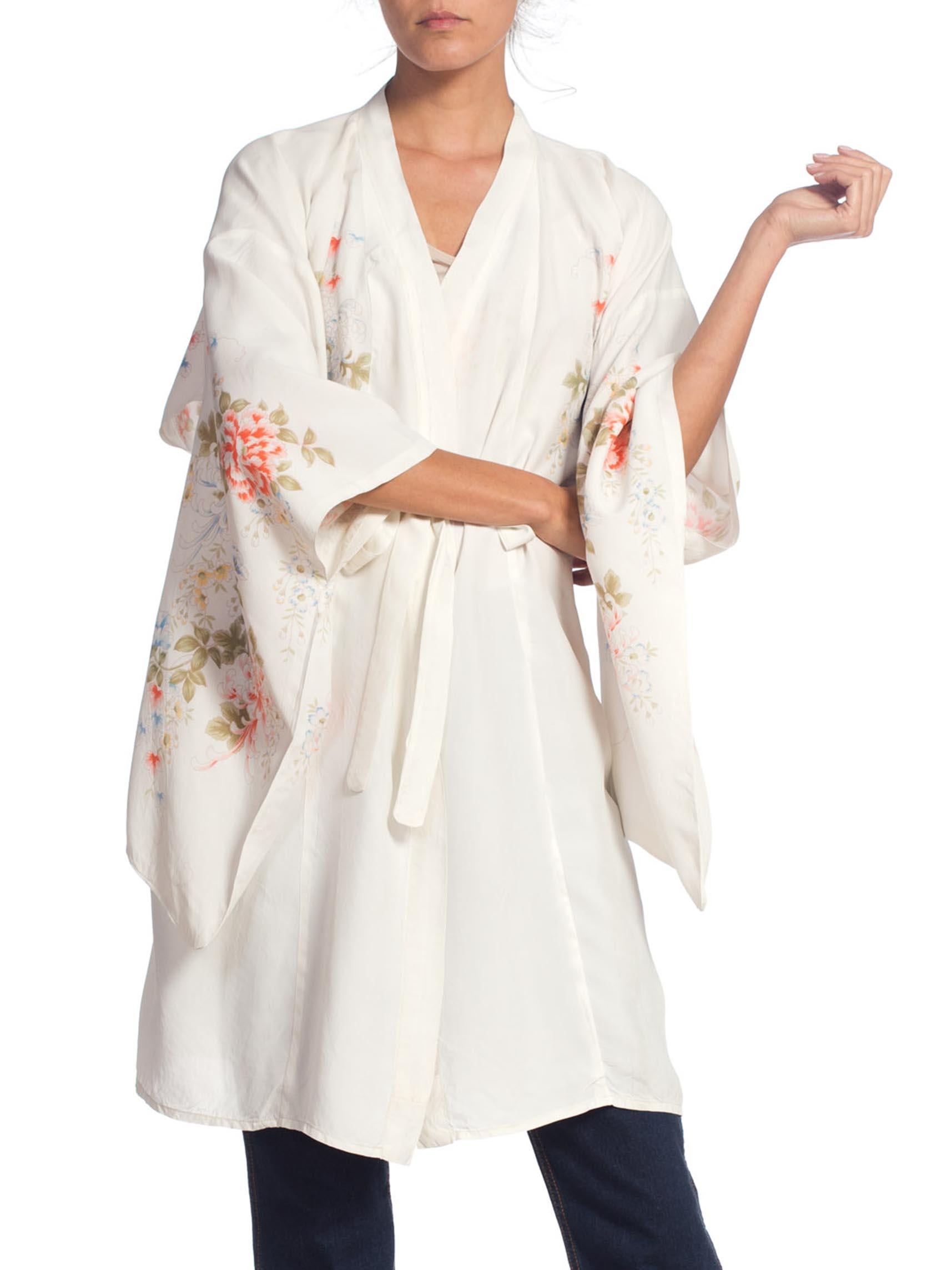 Women's 1950S Japanese Rayon Floral Pastel Kimono