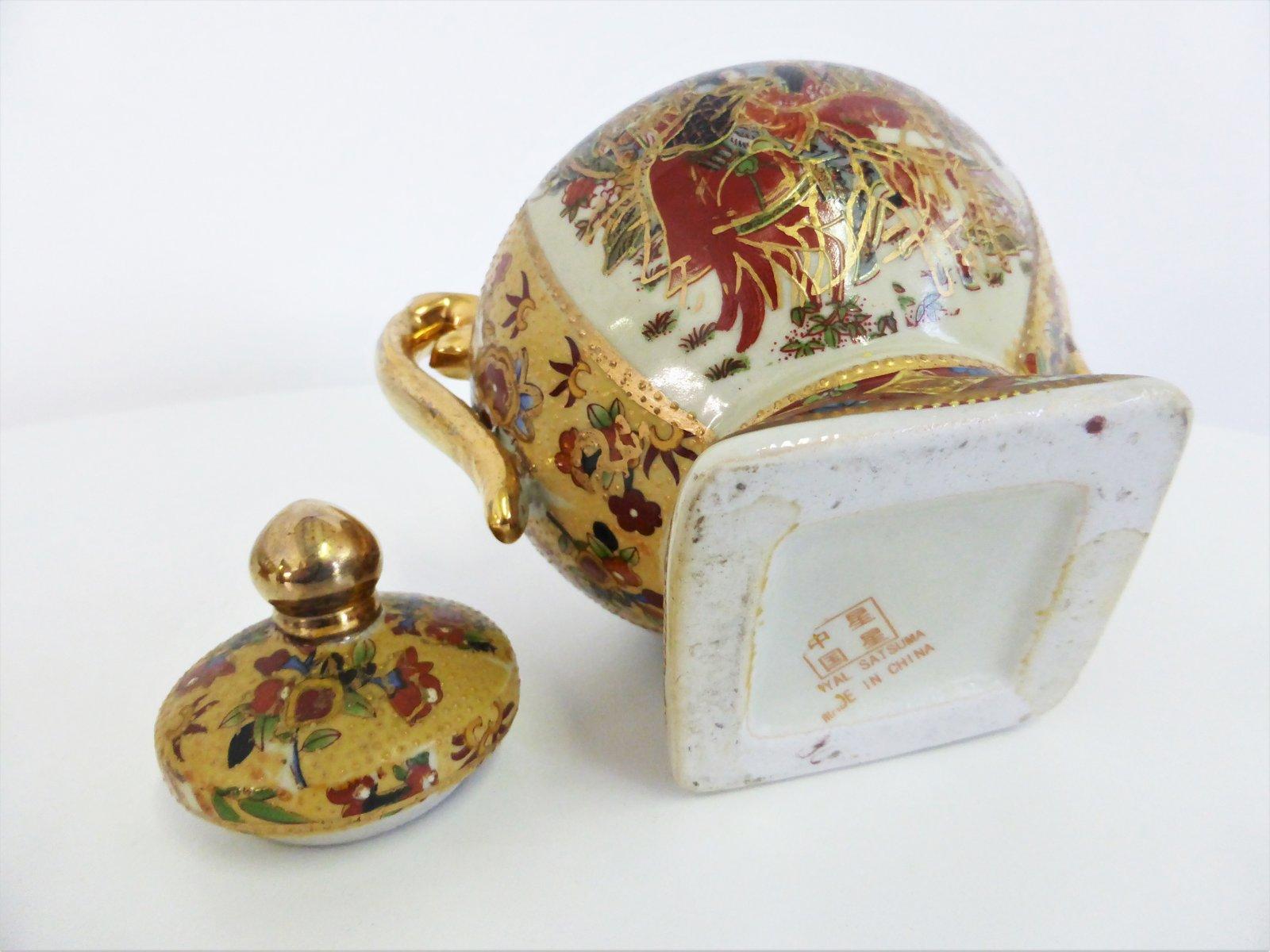 1950s Japanese Satsuma Hand-Painted Ceramic Set - Exquisite Mid-Century Collecti For Sale 1