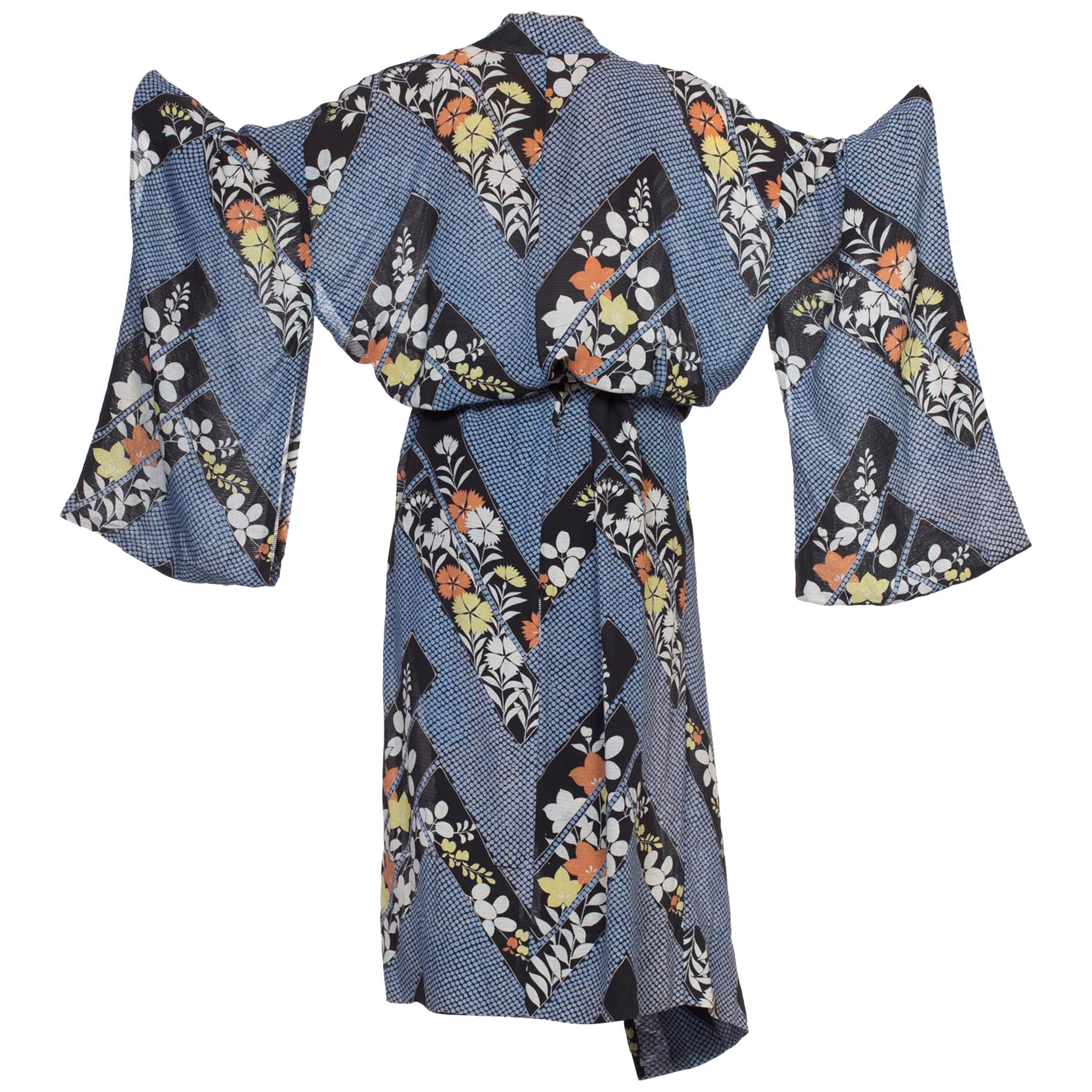 1950's Japanese Silk Kimono Wrap Dress
