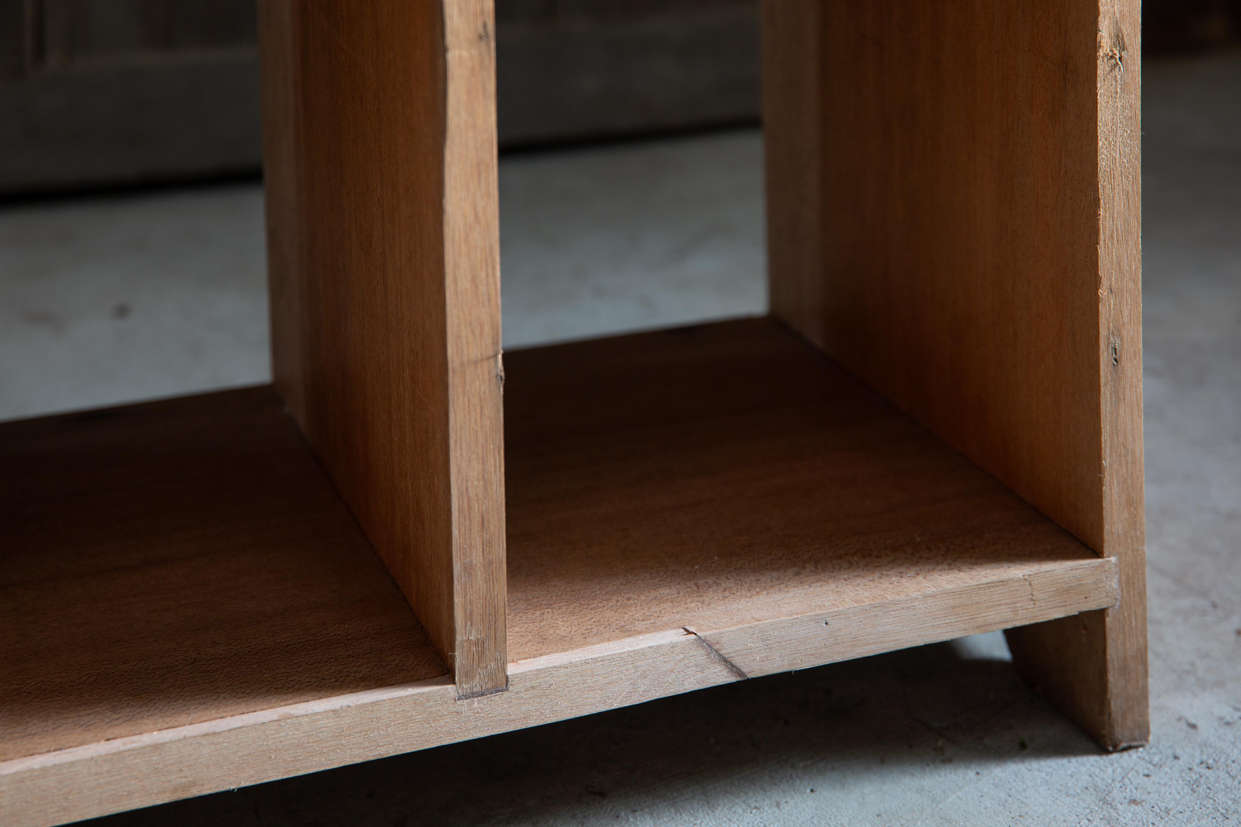 1950s Japanese vintage solid wood tall square open shelf unit wabi sabi japandi For Sale 7