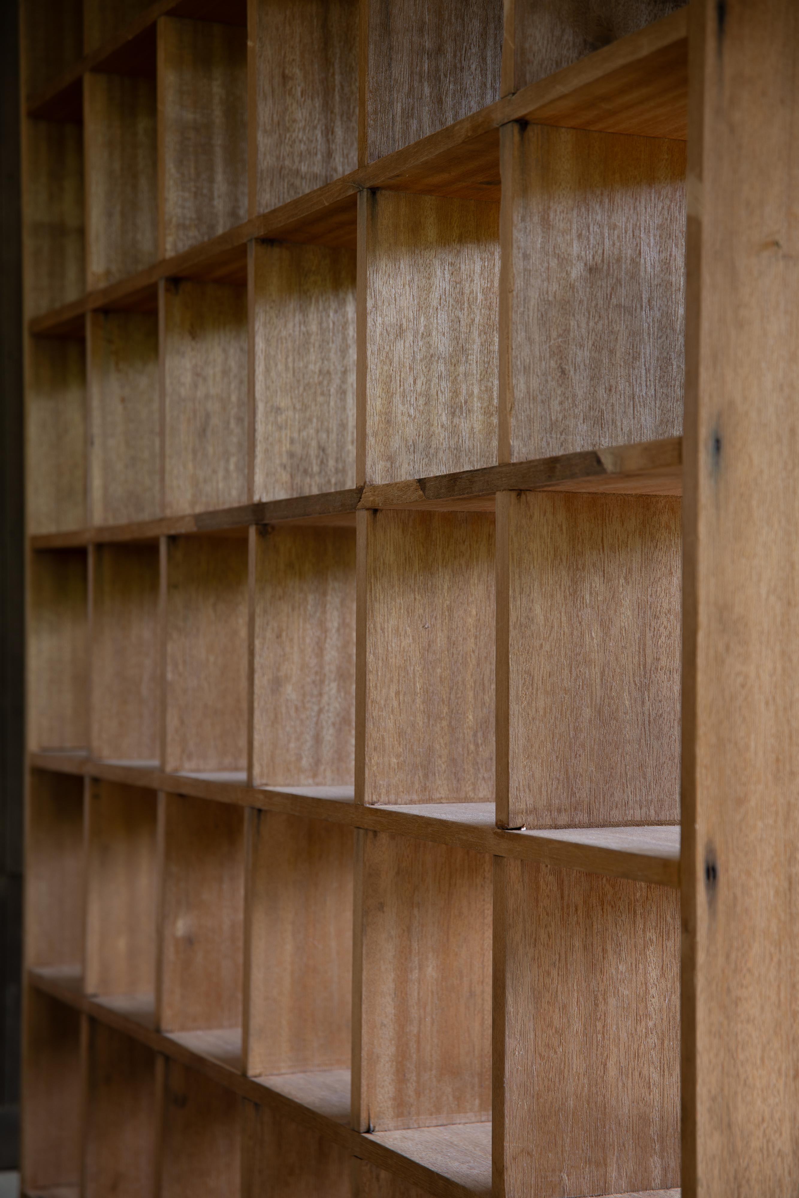1950s Japanese vintage solid wood tall square open shelf unit wabi sabi japandi For Sale 11
