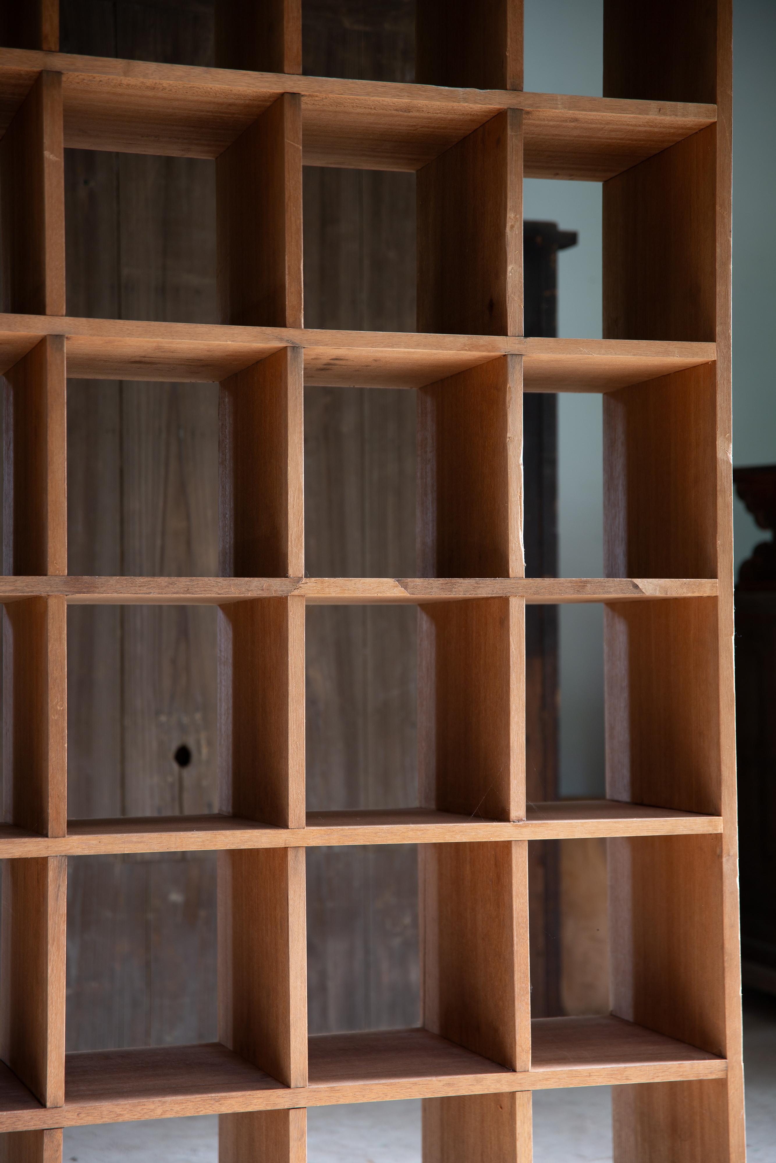 1950s Japanese vintage solid wood tall square open shelf unit wabi sabi japandi For Sale 13