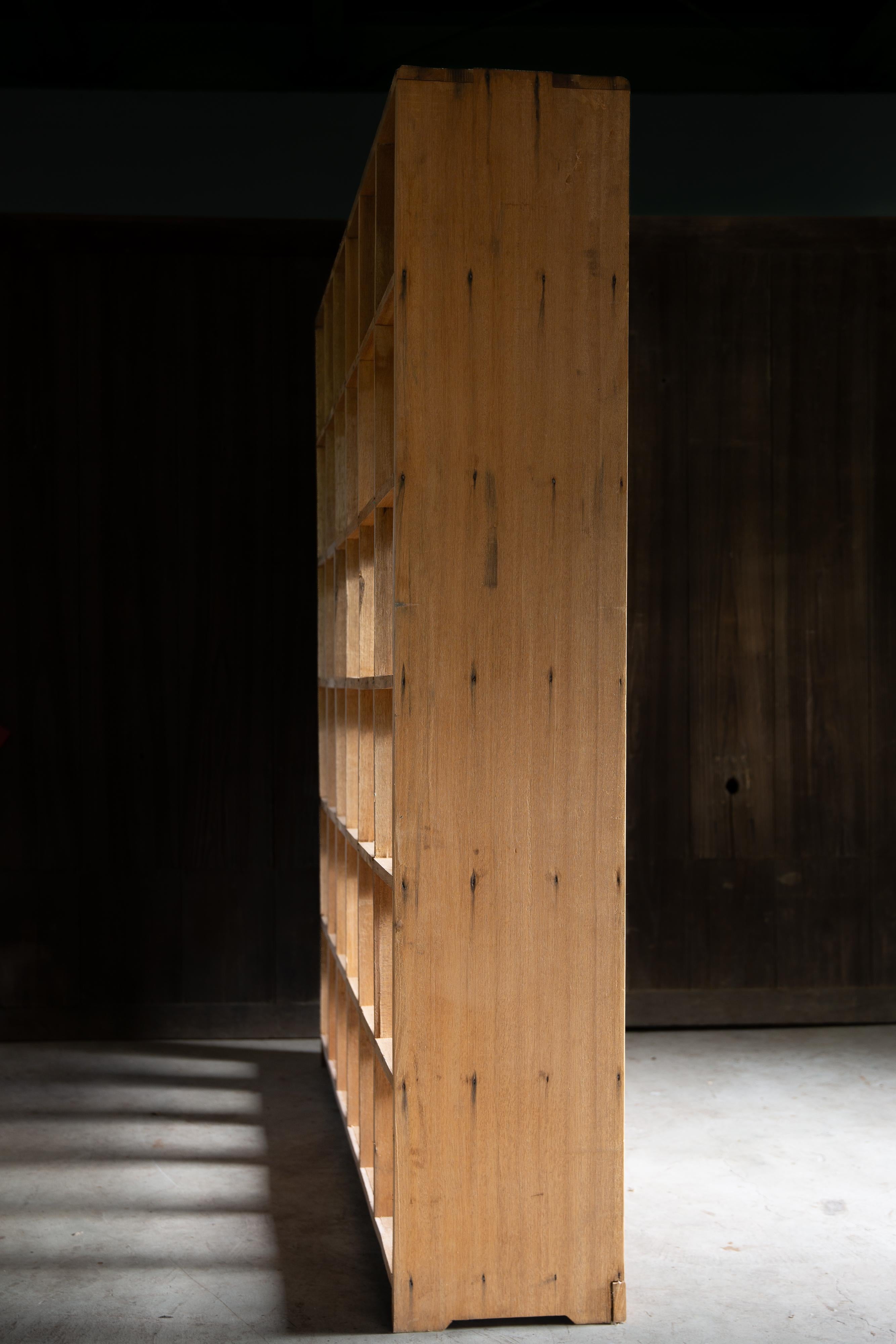 1950s Japanese vintage solid wood tall square open shelf unit wabi sabi japandi For Sale 1