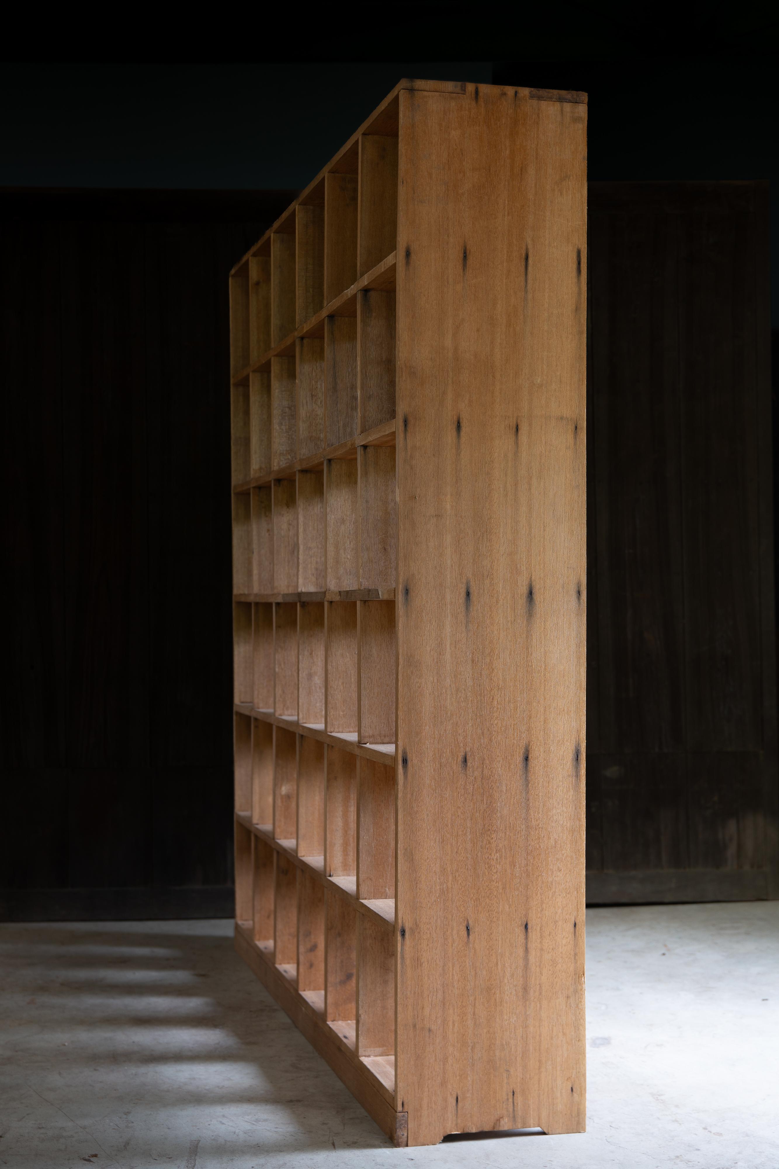 1950s Japanese vintage solid wood tall square open shelf unit wabi sabi japandi For Sale 2