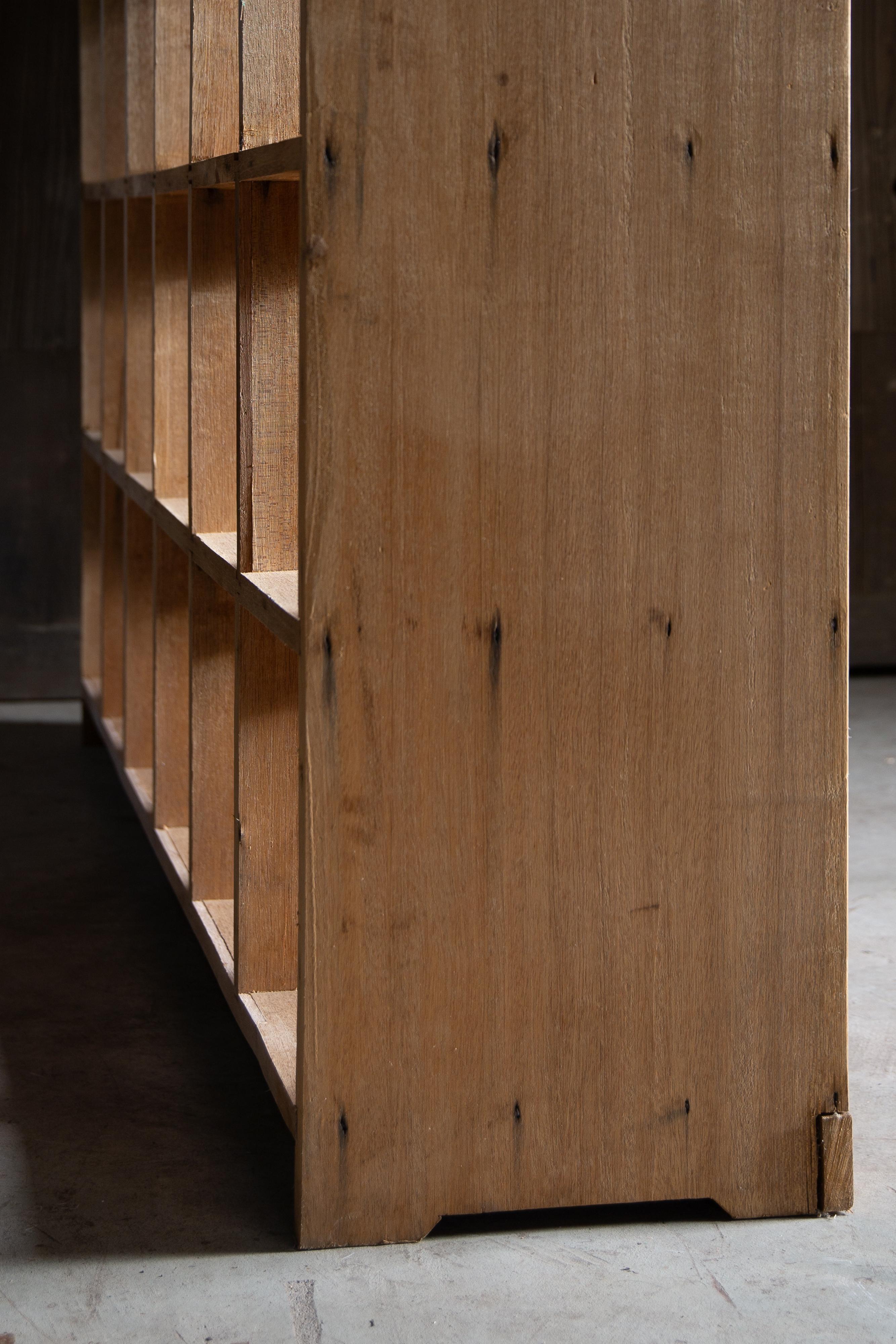 1950s Japanese vintage solid wood tall square open shelf unit wabi sabi japandi For Sale 3