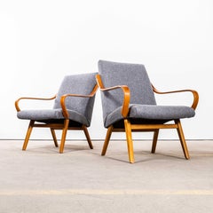 1950’s Jaroslav Šmídek Cotton Linen Grey Marl Upholstered Armchairs