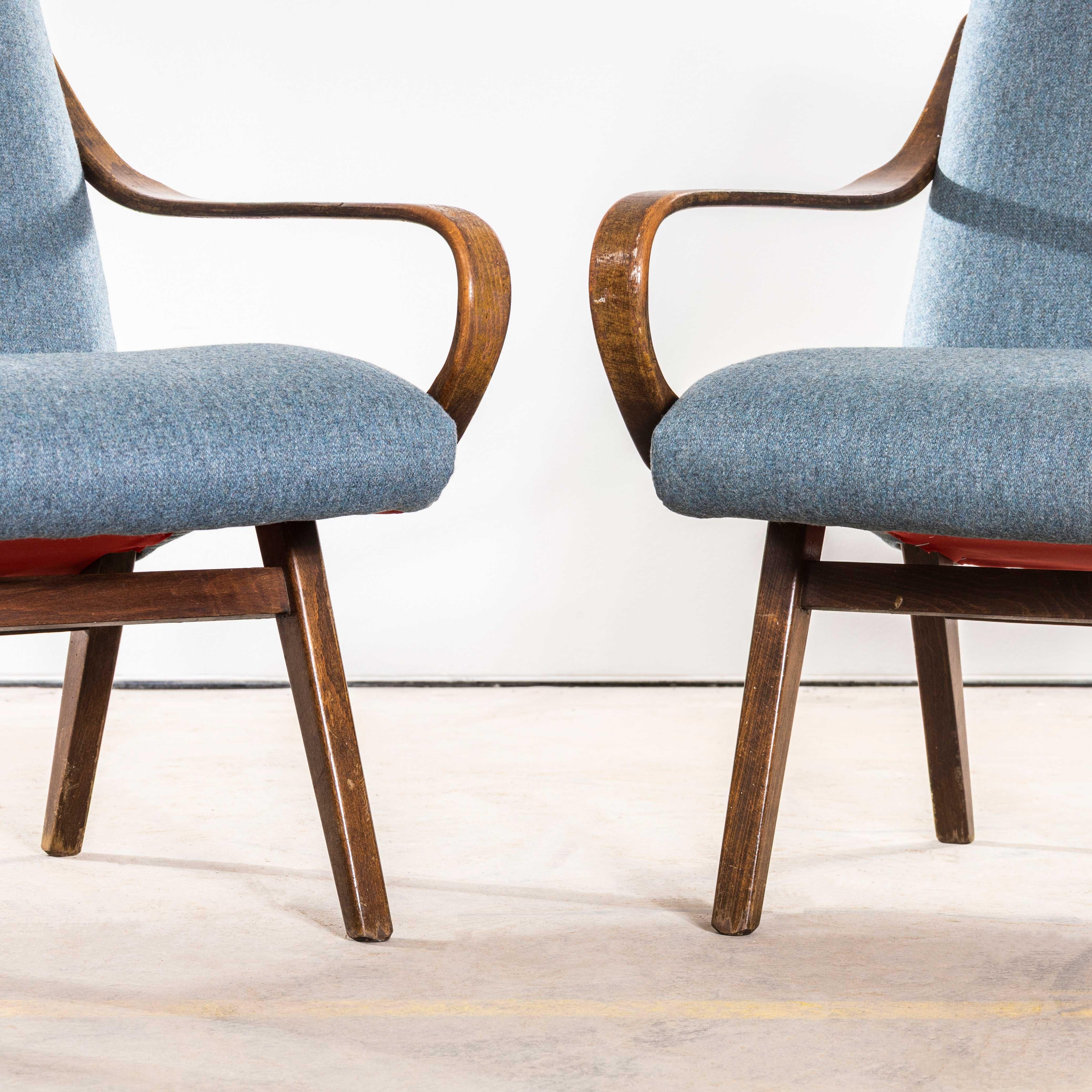 Sillones tapizados Jaroslav Šmídek Marga Gris Años 50 Textil en venta