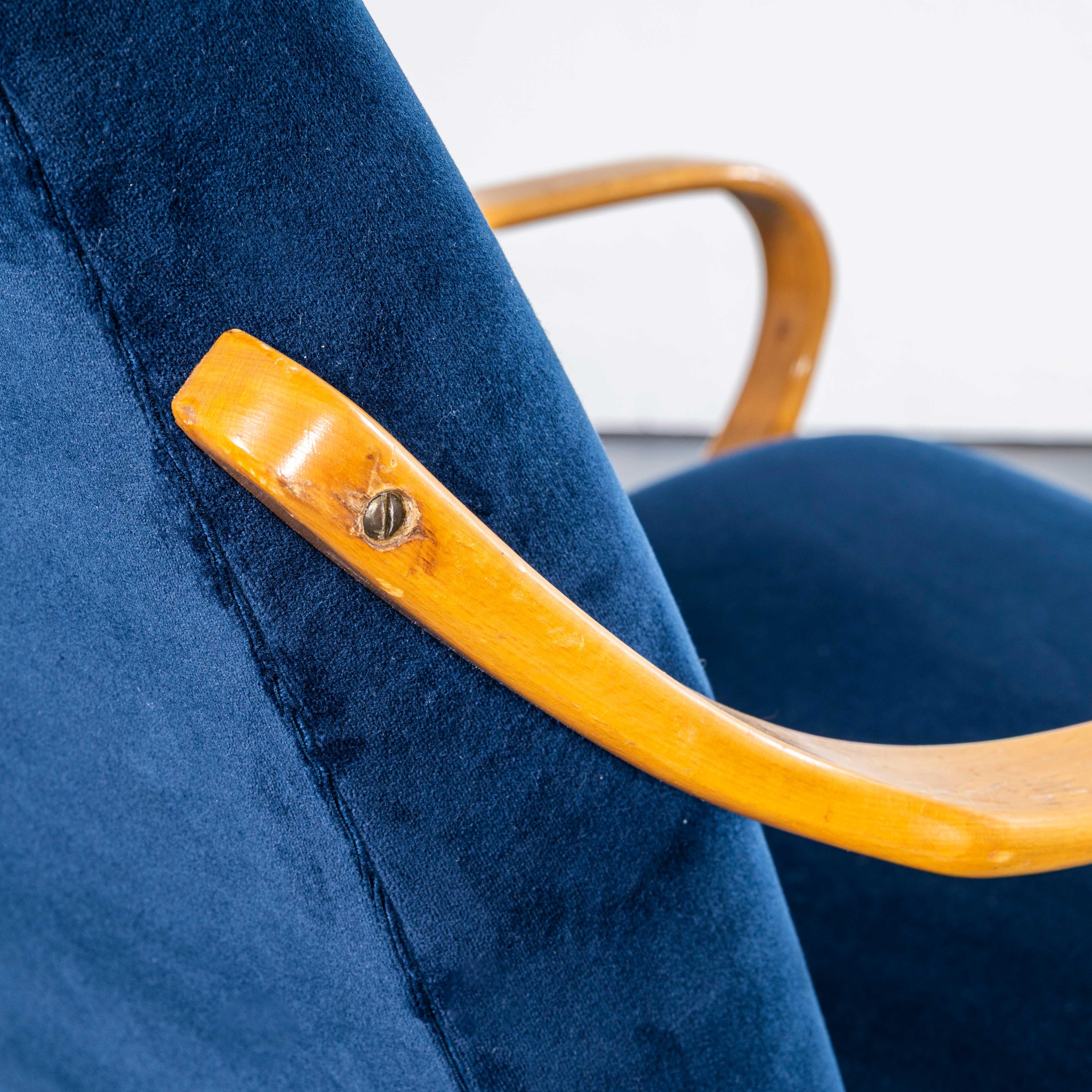 Sillones retapizados Jaroslav Šmídek Navy de los años 50 - Pareja Checo en venta