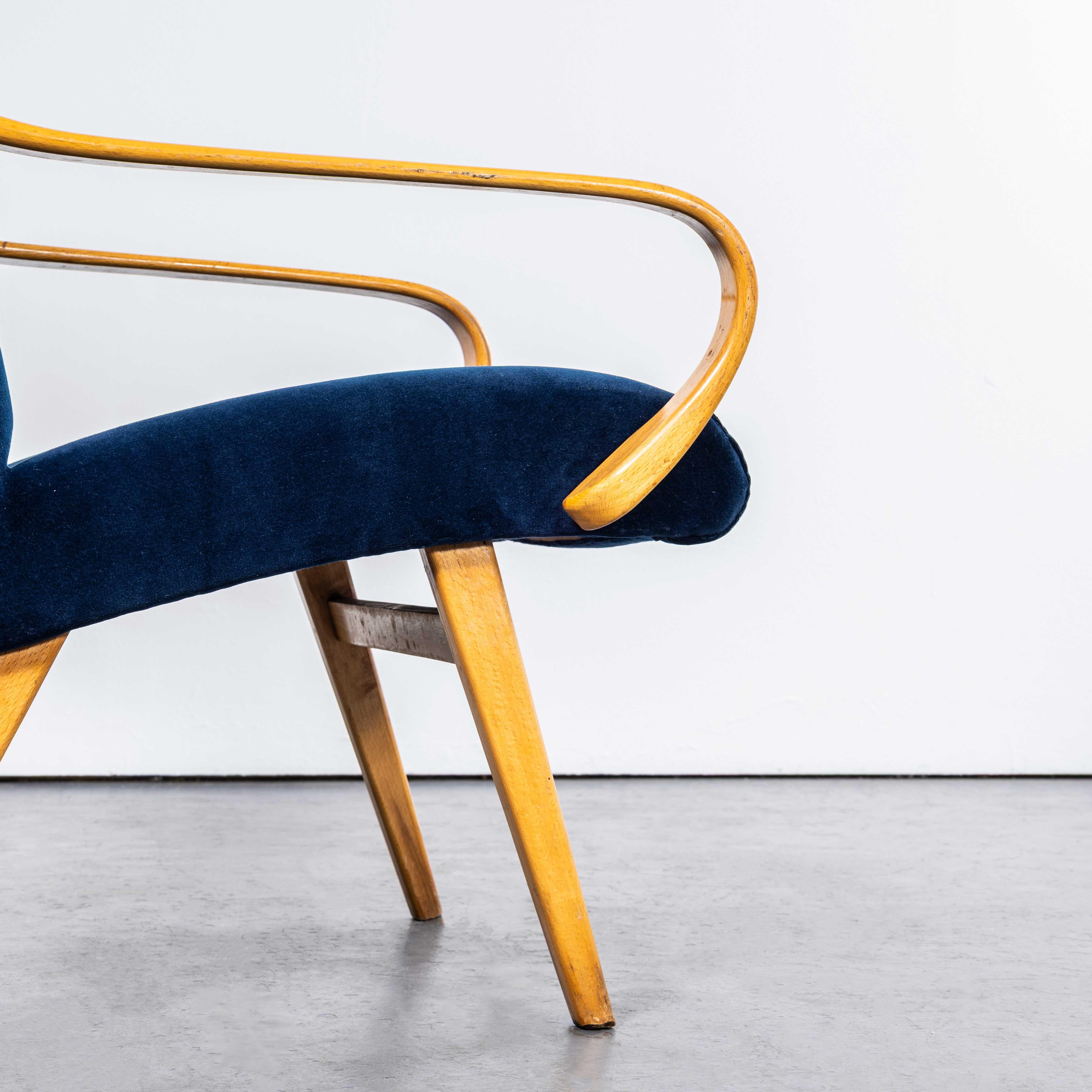 Sillones retapizados Jaroslav Šmídek Navy de los años 50 - Pareja en venta 1
