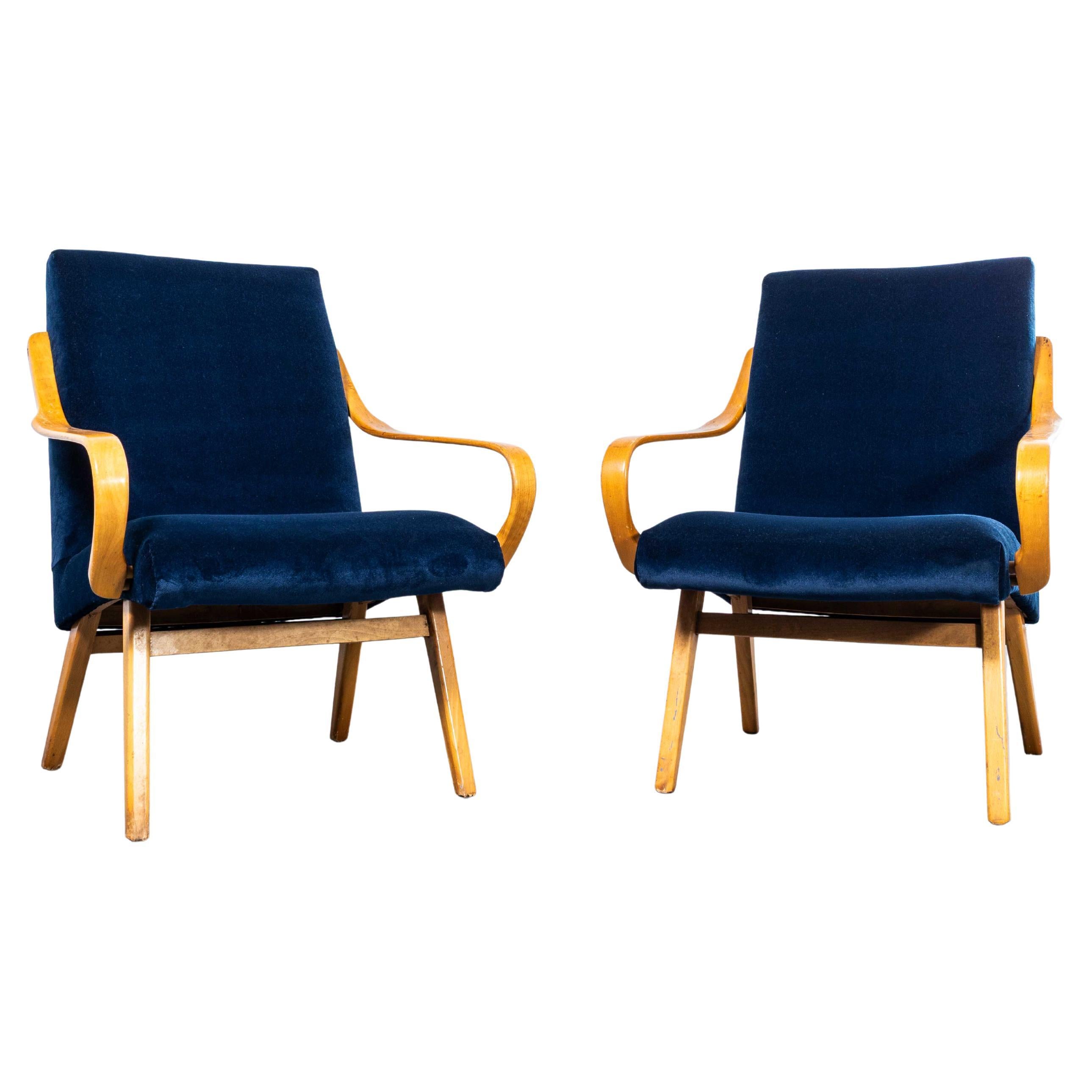 Sillones retapizados Jaroslav Šmídek Navy de los años 50 - Pareja