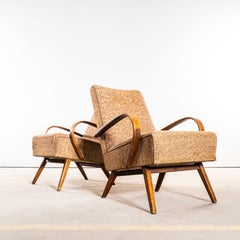 1950’s Jaroslav Šmídek Original Armchairs In A Botanic Geometric Fabric