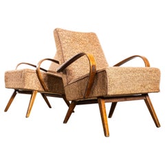 Poltrone originali Jaroslav Šmídek degli anni '50 in tessuto geometrico botanico