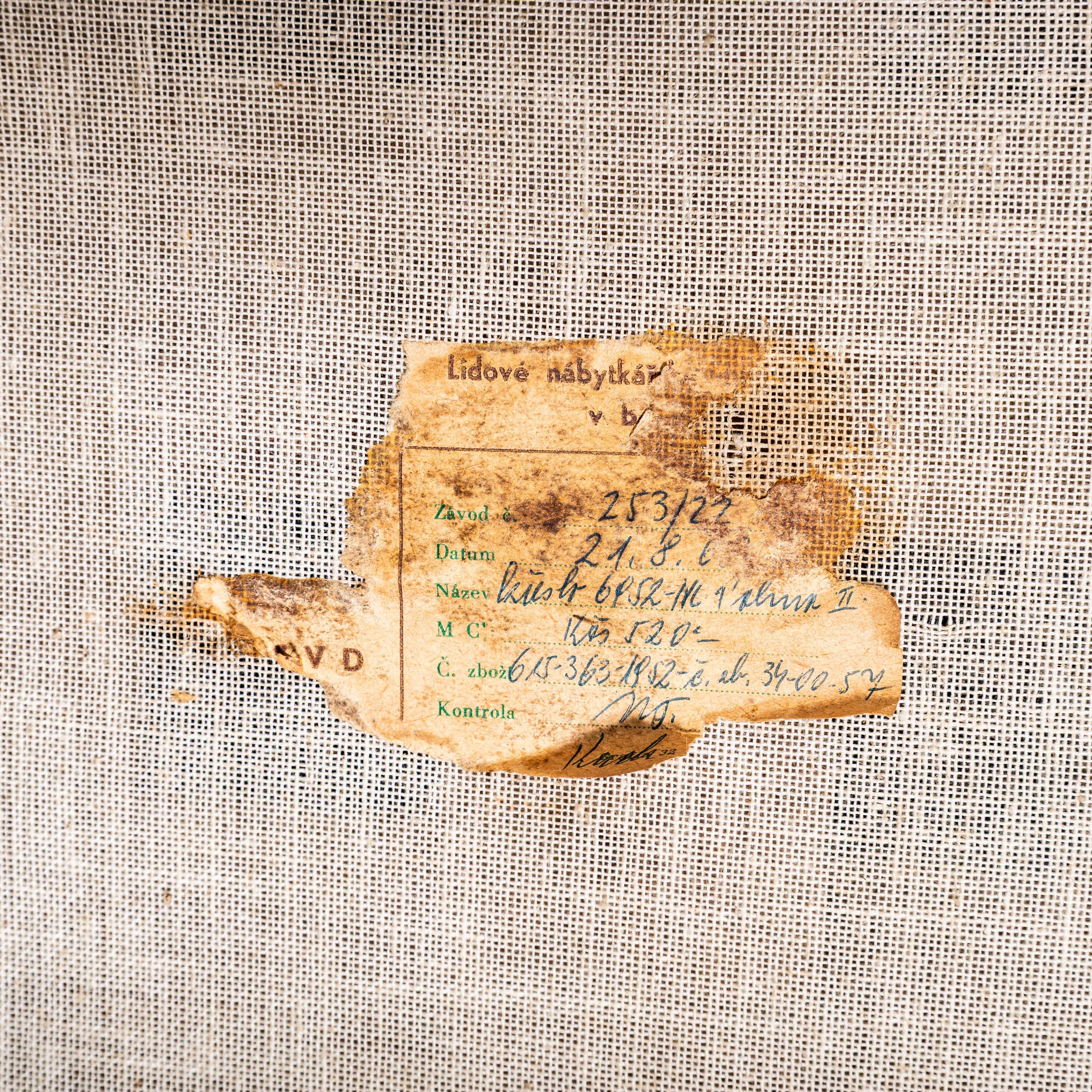 1950’s Jaroslav Šmídek Original Armchairs In A Geometric Aubergine Jacquard - Sp For Sale 4