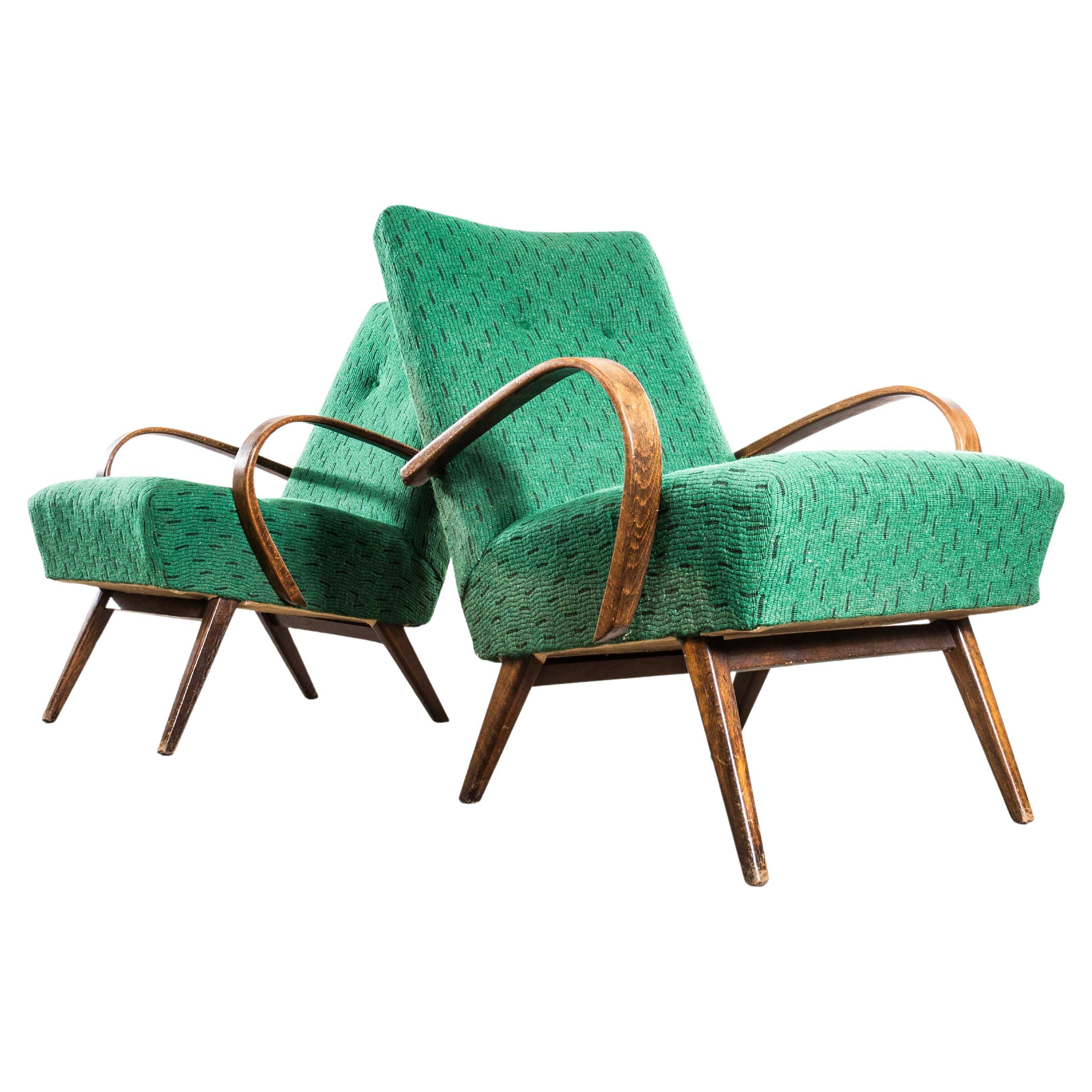 Poltrone originali Jaroslav Šmídek degli anni '50 in jacquard fiammato geometrico - con molleggio