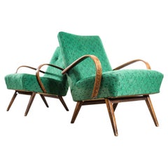 Poltrone originali Jaroslav Šmídek degli anni '50 in jacquard fiammato geometrico - con molleggio