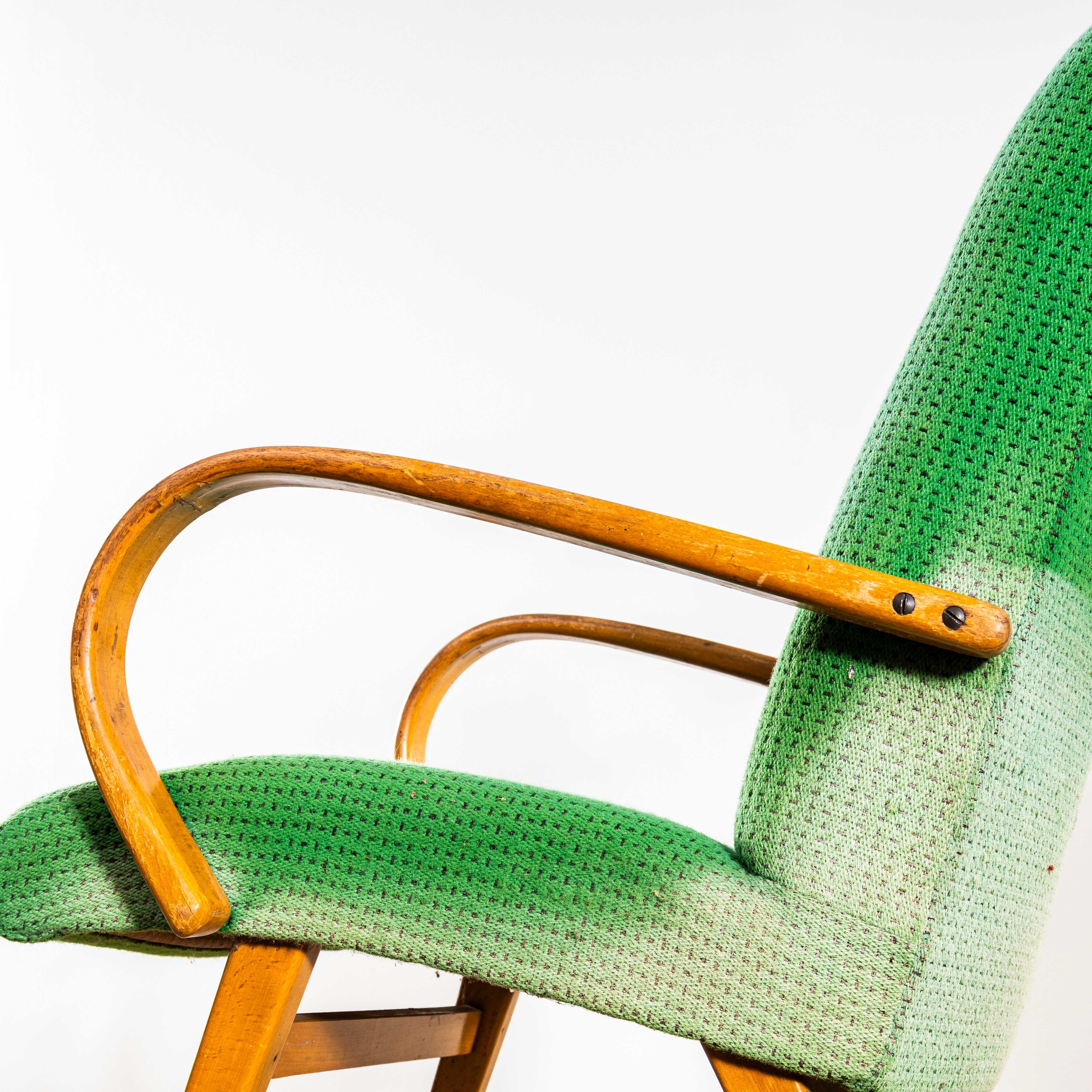 Ceco Poltrone originali Jaroslav Šmídek degli anni '50 in tessuto geometrico color lime in vendita