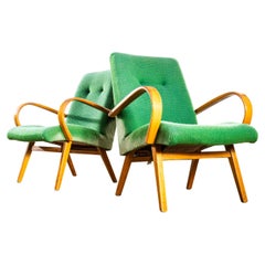 Poltrone originali Jaroslav Šmídek degli anni '50 in tessuto geometrico color lime