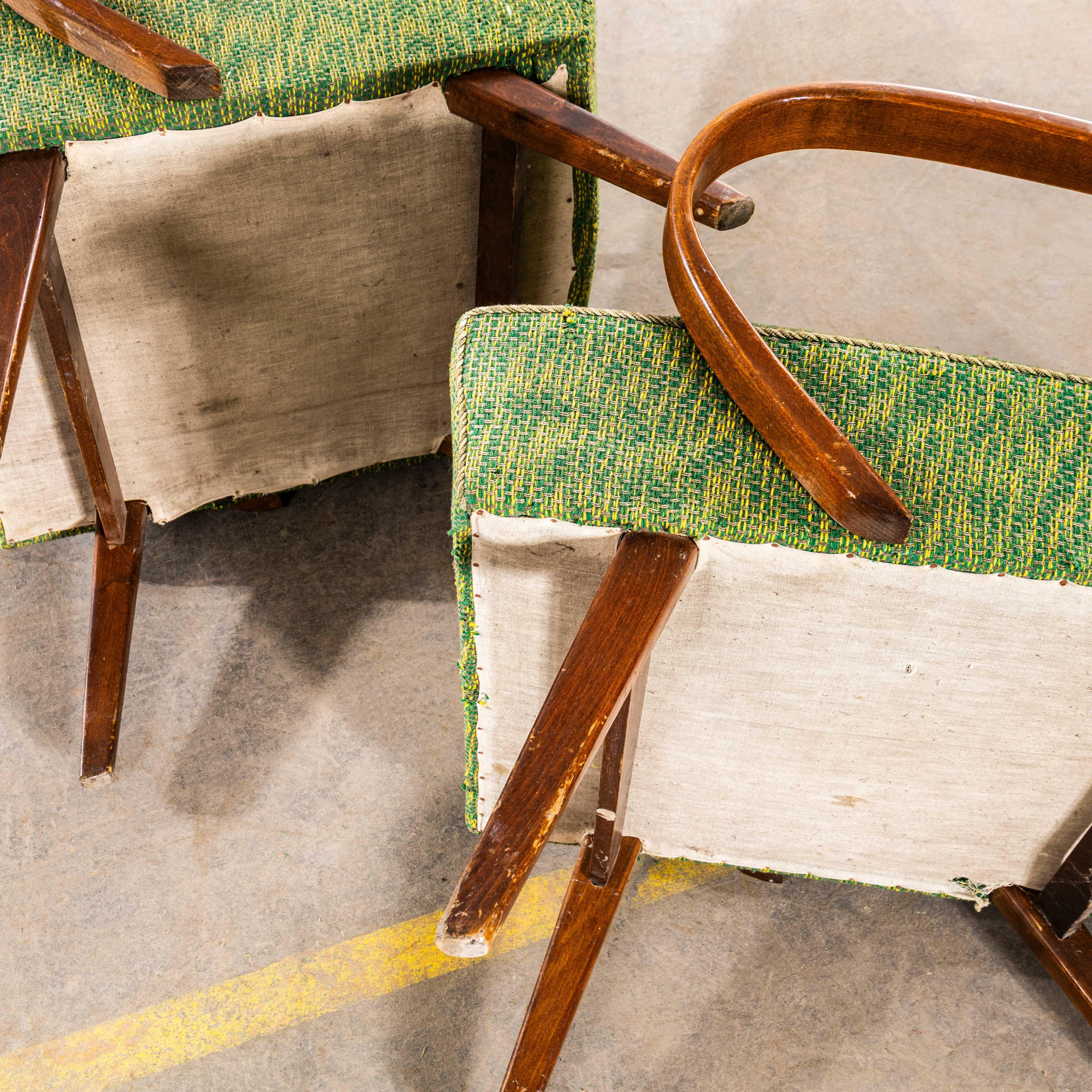 Poltrone originali Jaroslav Šmídek degli anni '50 in tessuto a trama geometrica pesante color lime in vendita 4