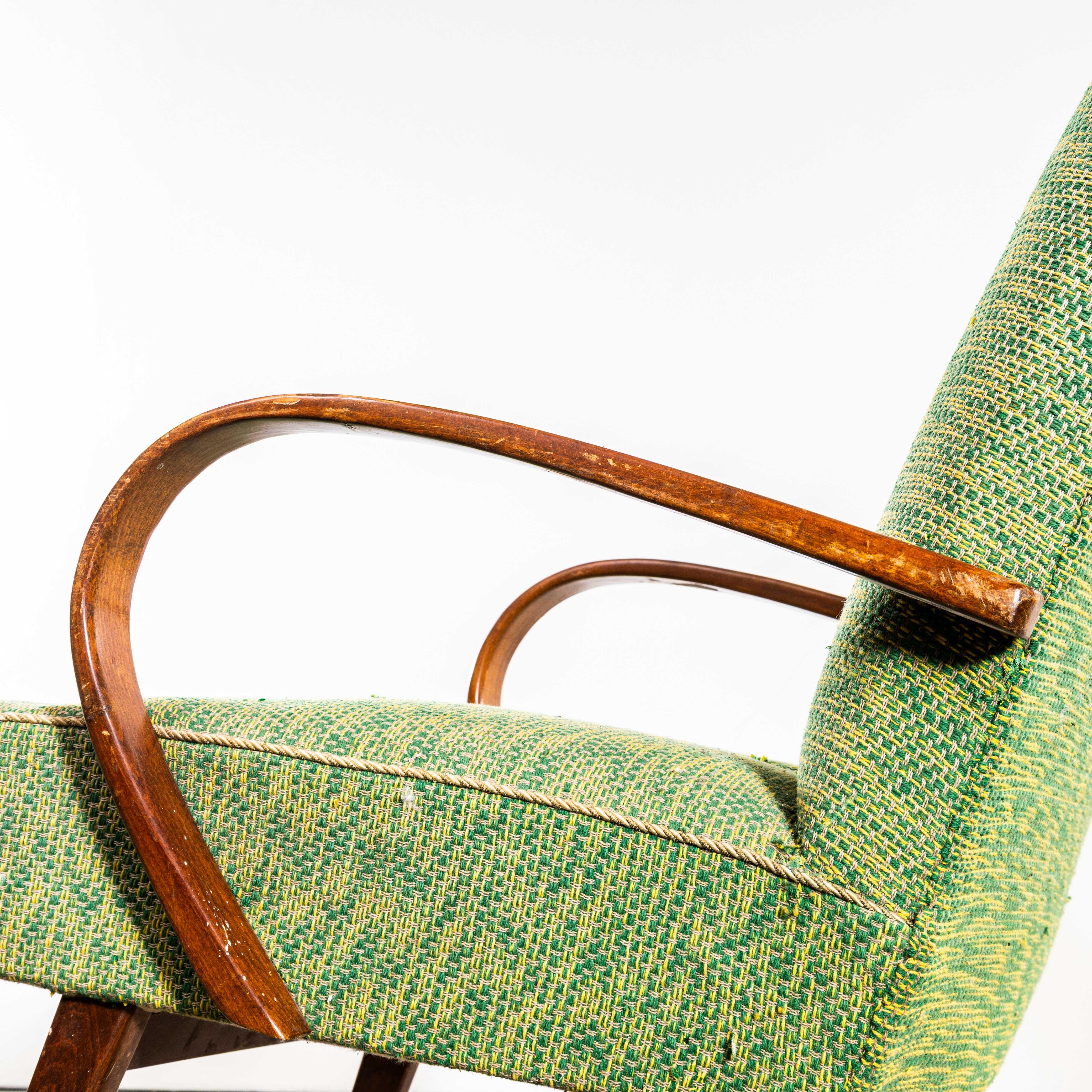 Ceco Poltrone originali Jaroslav Šmídek degli anni '50 in tessuto a trama geometrica pesante color lime in vendita