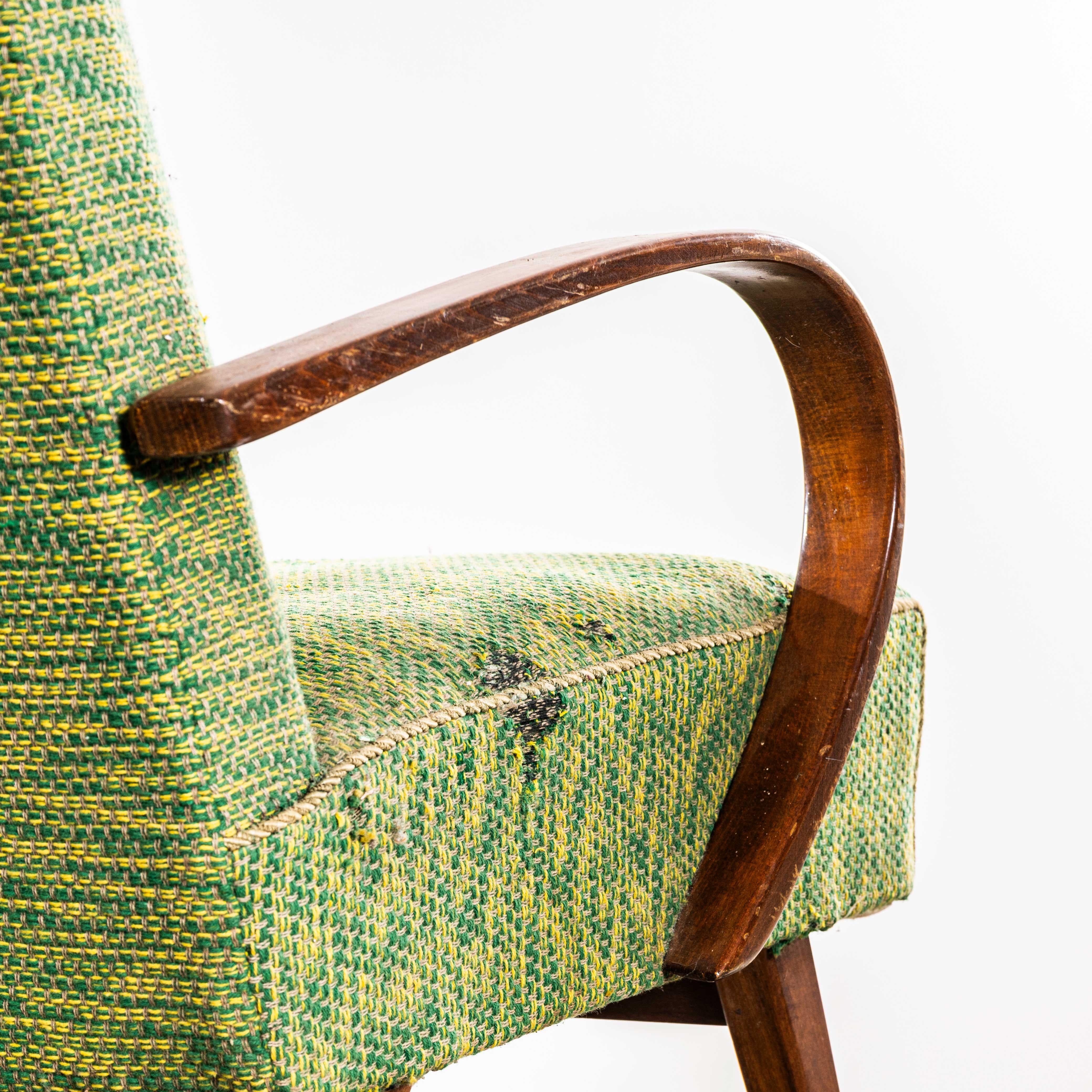 Poltrone originali Jaroslav Šmídek degli anni '50 in tessuto a trama geometrica pesante color lime in vendita 2